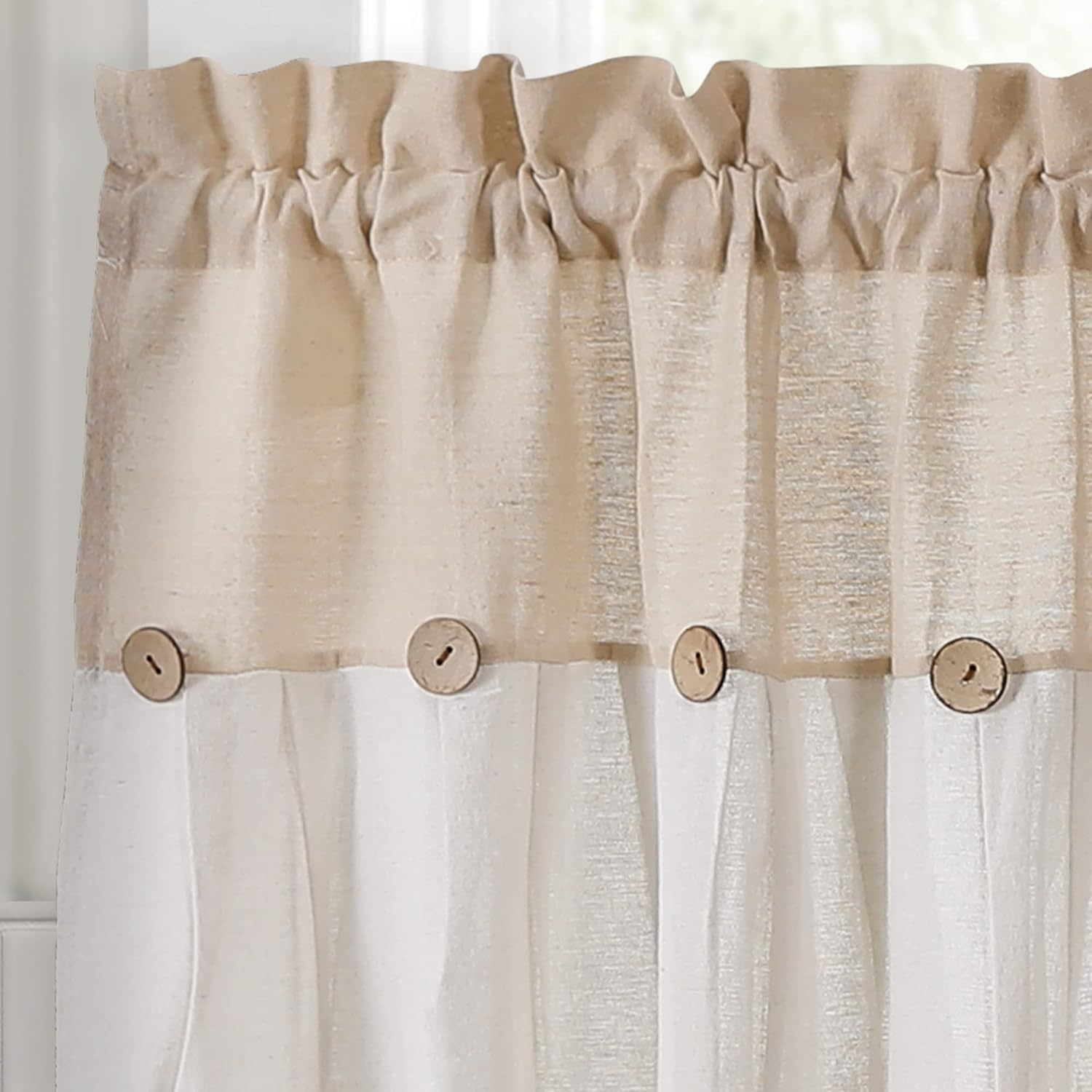 Linen Button Kitchen Tier Curtain Panels Linen 29X24 Set