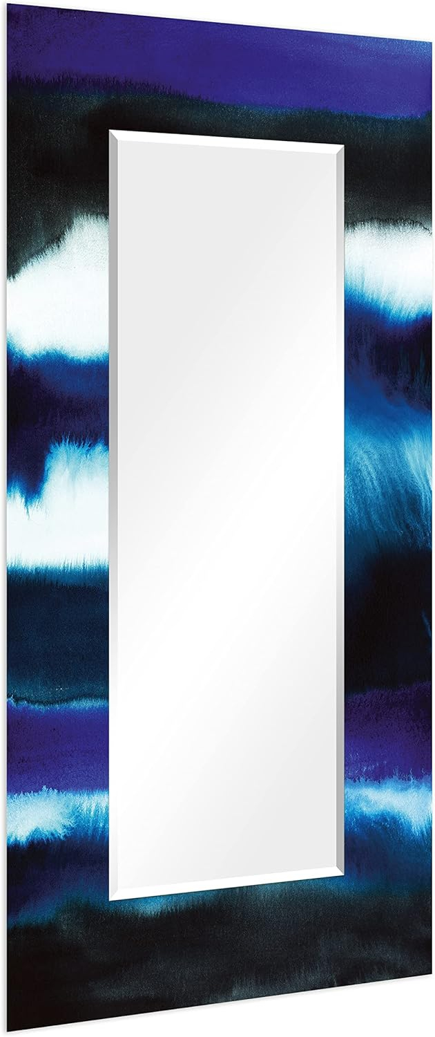 Empire Art Direct Run Off II Rectangular Beveled Mirror on Free Floating Reverse Printed Tempered Art Glass, 72" x 36" x 0.4", Ready to Hang