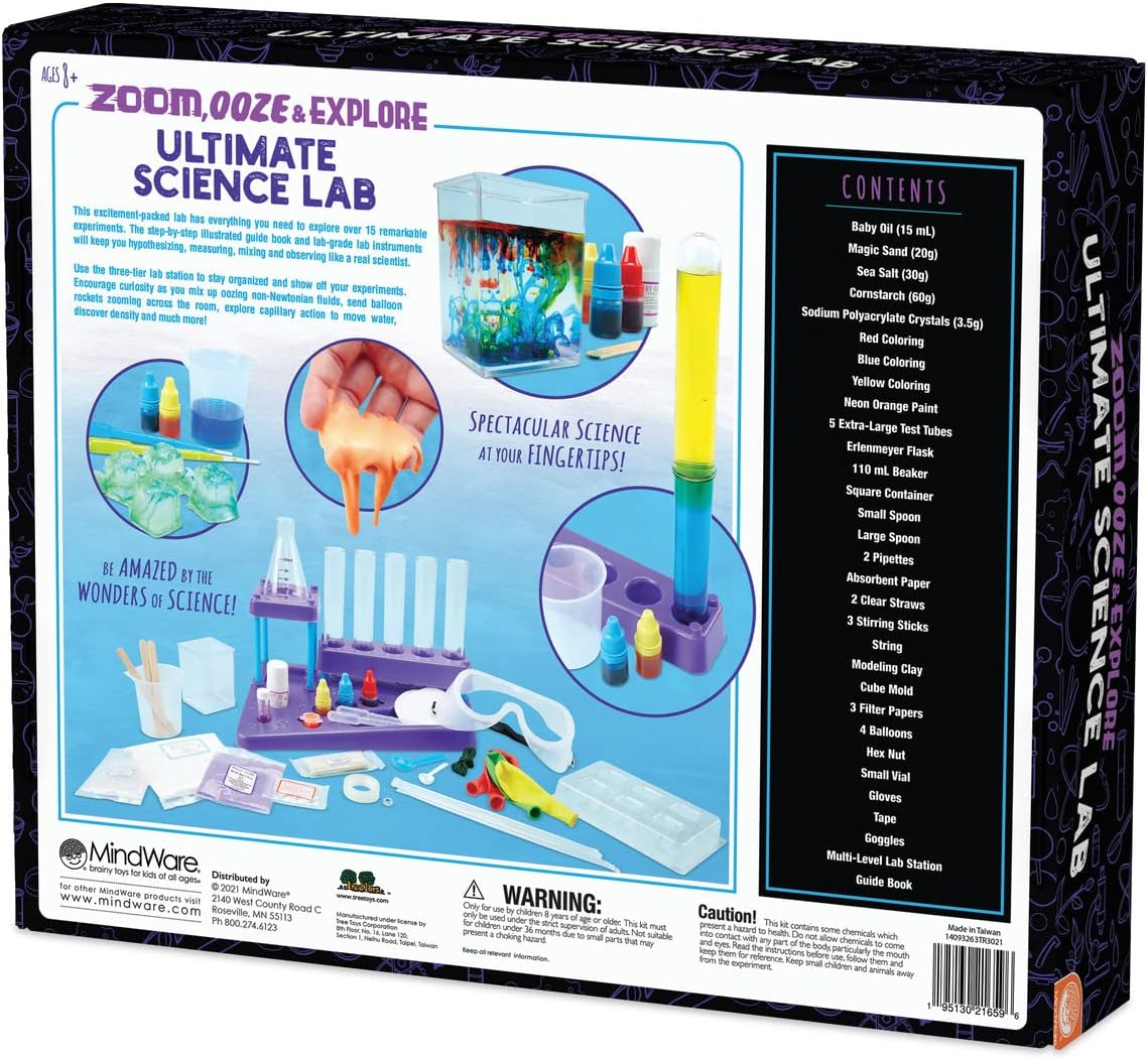 MindWare Science Academy: Zoom, Ooze & Explore Ultimate Lab 15+ Amazing Experiments for Teens & Kids Ages 8 & Up Over 40 Experiments with All Ingredients Included