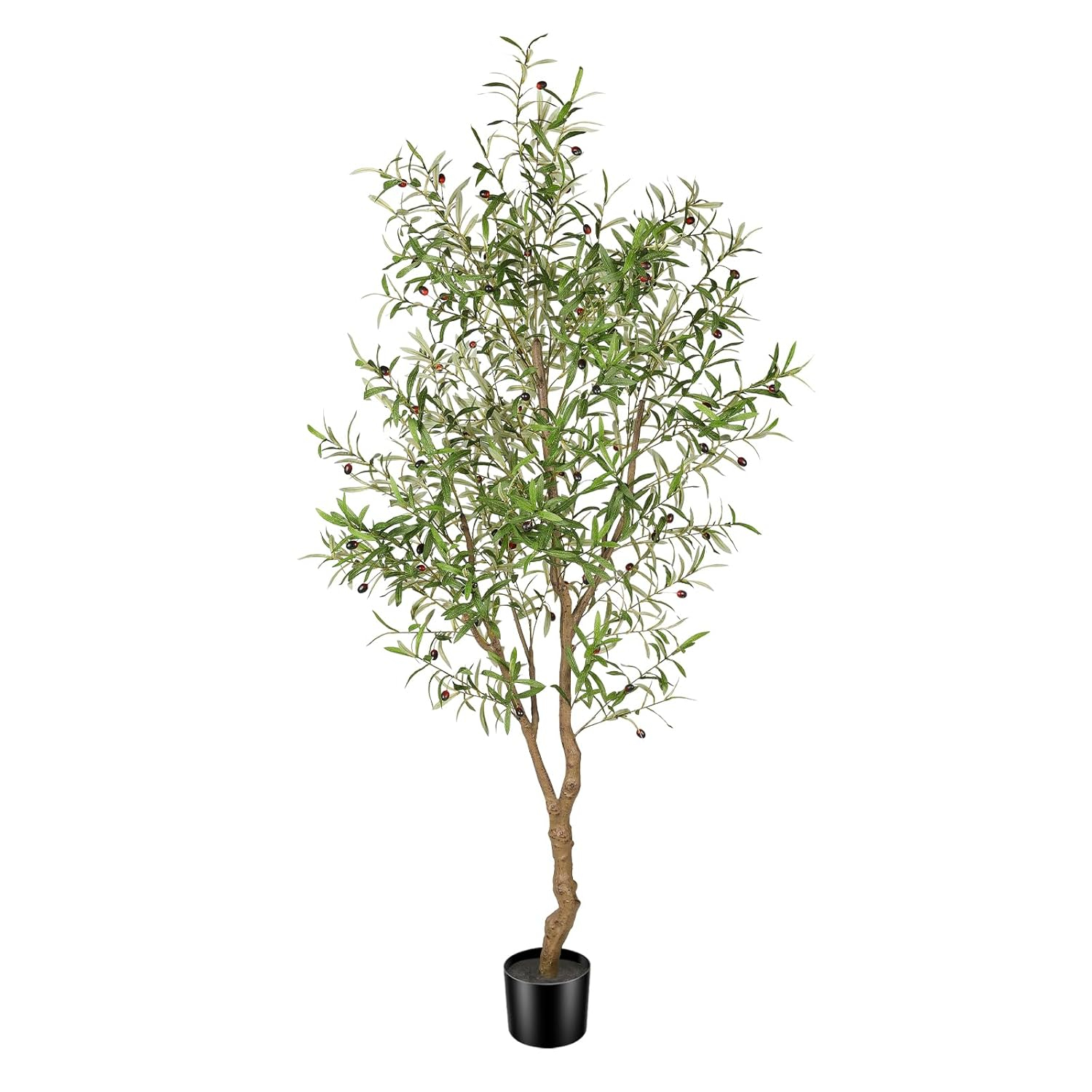 Aritizone Artificial Olive Tree 7FT Tall Fake Olive Tree with Adjustale Branches Artificial Tree for Modern Home Office Living Room Floor Decor Indoor (7FT)