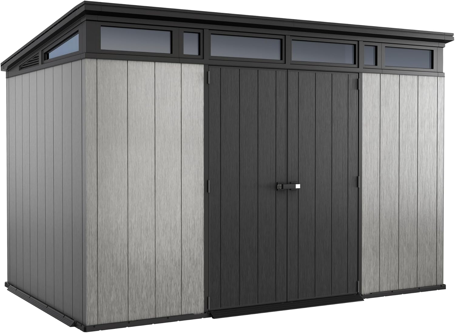 Keter Artisan 11x7 ft. Durable Resin Outdoor Storage Shed With Heavy Duty Floor and Locking Door, Grey