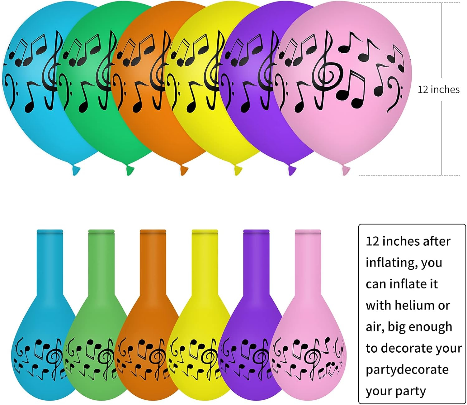 30 Pcs Music Notes DHF10 Balloons Colorful Music Birthday Party Decoration Balloons 12 Inches Latex Balloon for Musical Theme Birthday Party Decor Supplies
