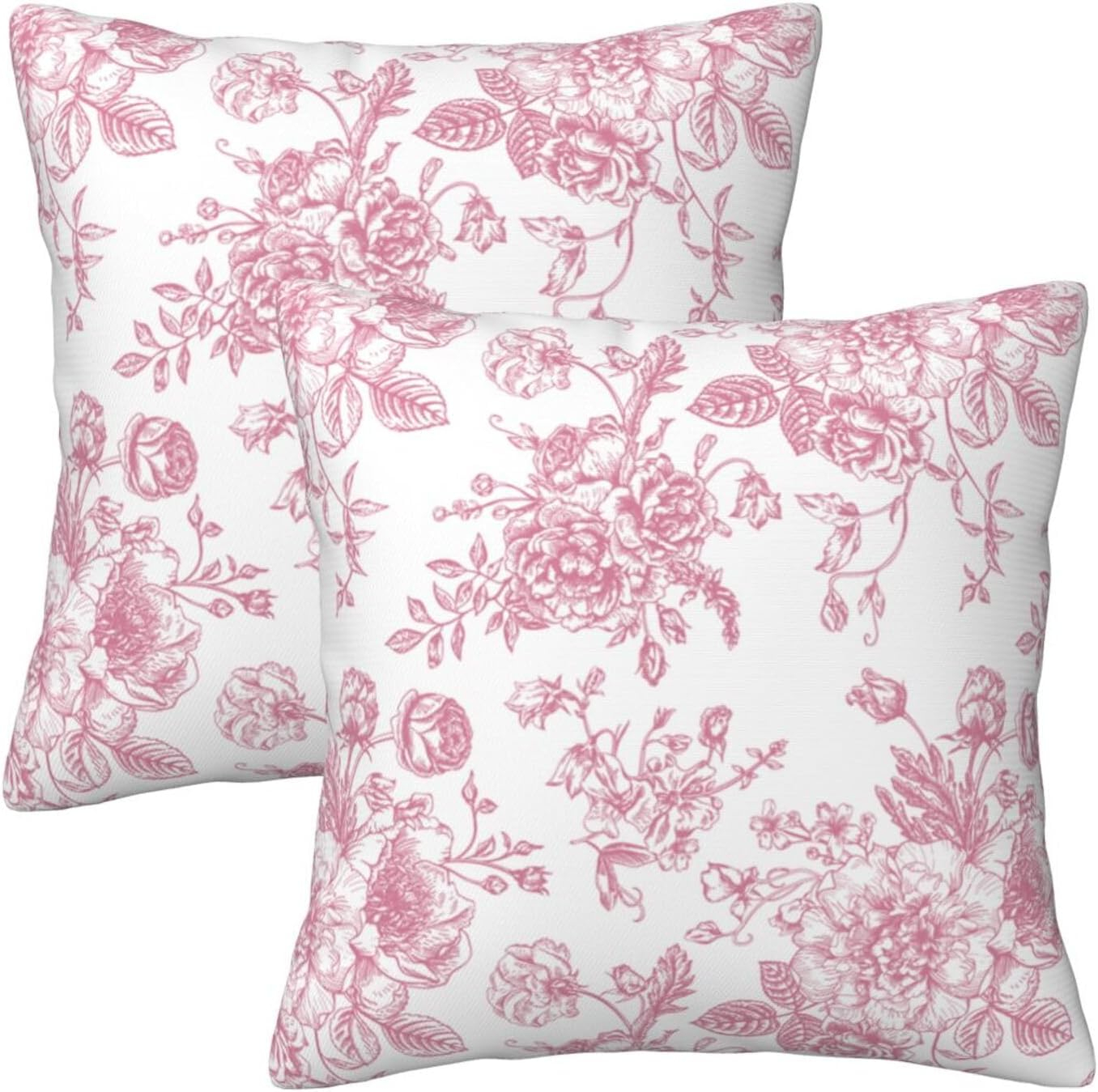 NEUTRALPOSTURE Floral Throw Pillow Covers 18X18 Inches Set Of 2, Decorative Vintage Chinoiserie Flower Pillow Case Farmhouse Cushion Covers For Sofa Bed Couch Living Room
