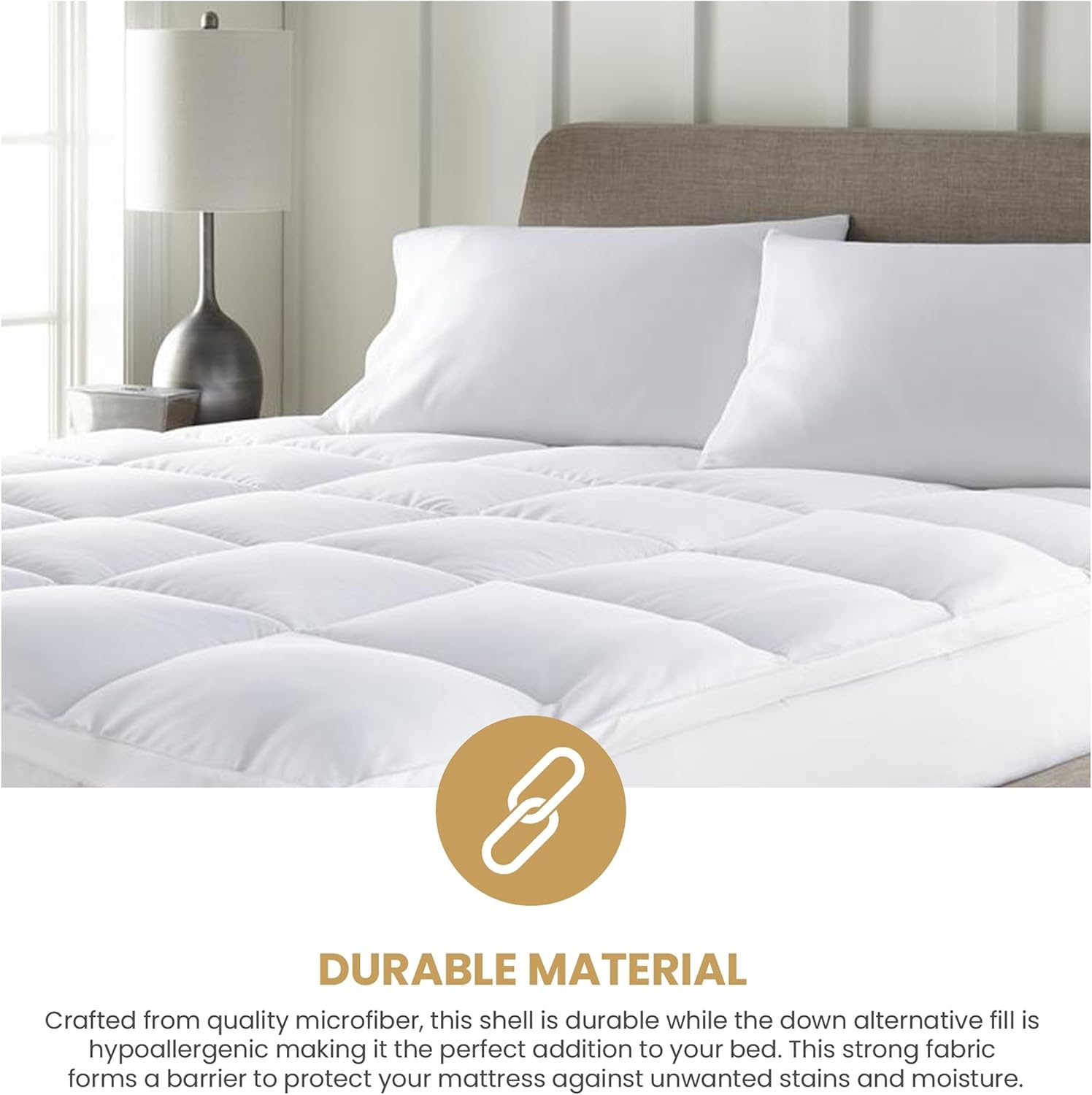 Superior Down Alternative 2-inch Mattress Topper, Twin XL, White
