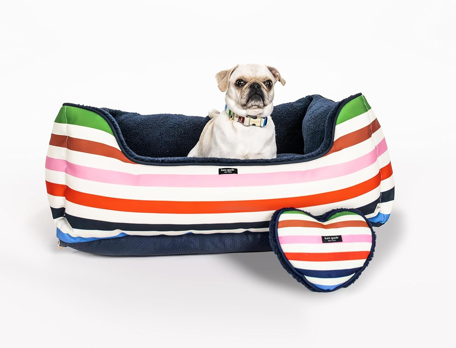 Adventure Stripe Multicolor Polyester Bolster Dog Bed