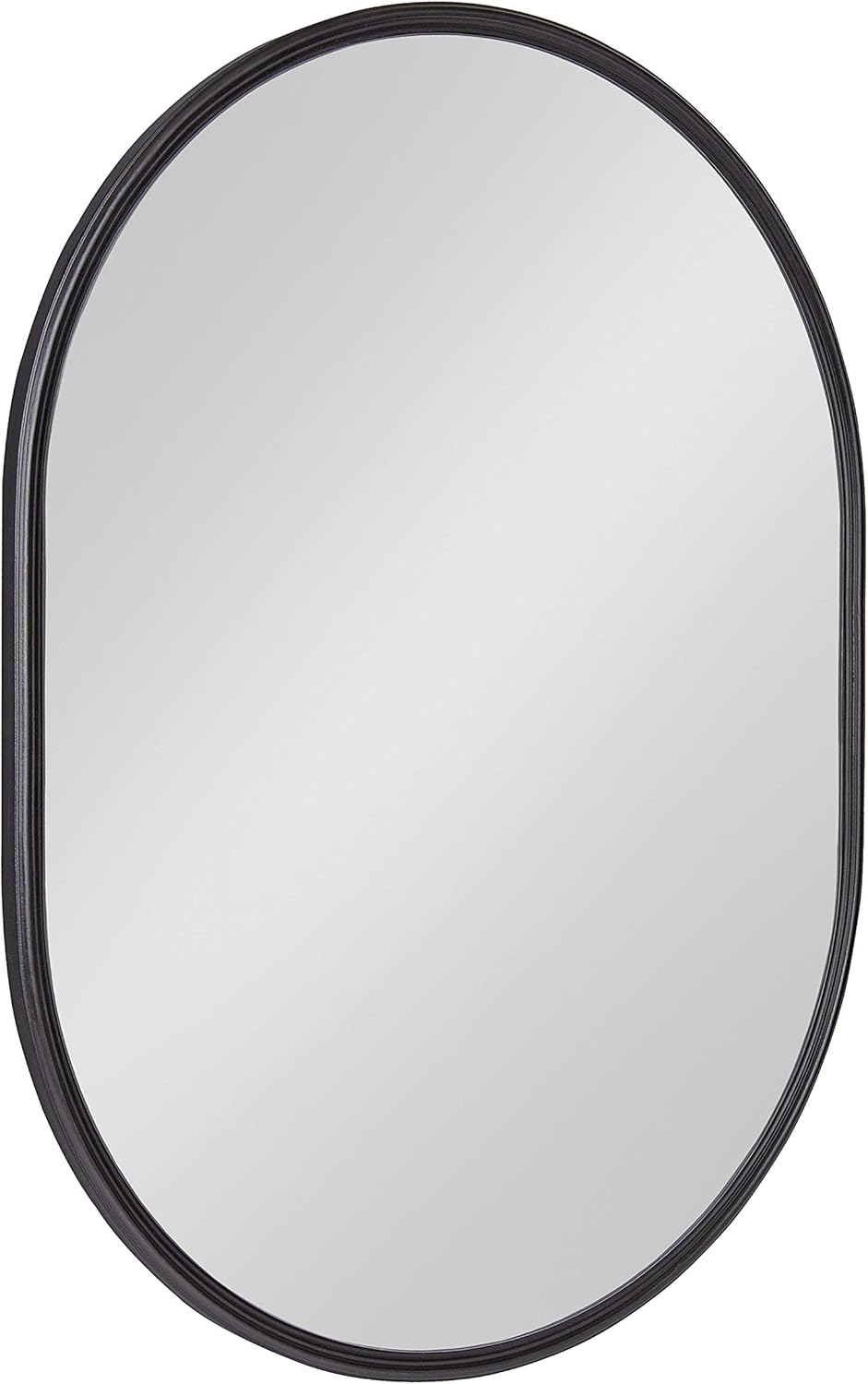 Kate and Laurel Caskill Modern Oval Mirror, 18" x 24", Black, Capsule-Shaped Accent Mirror for Entryway, Living Room, or Bathroom