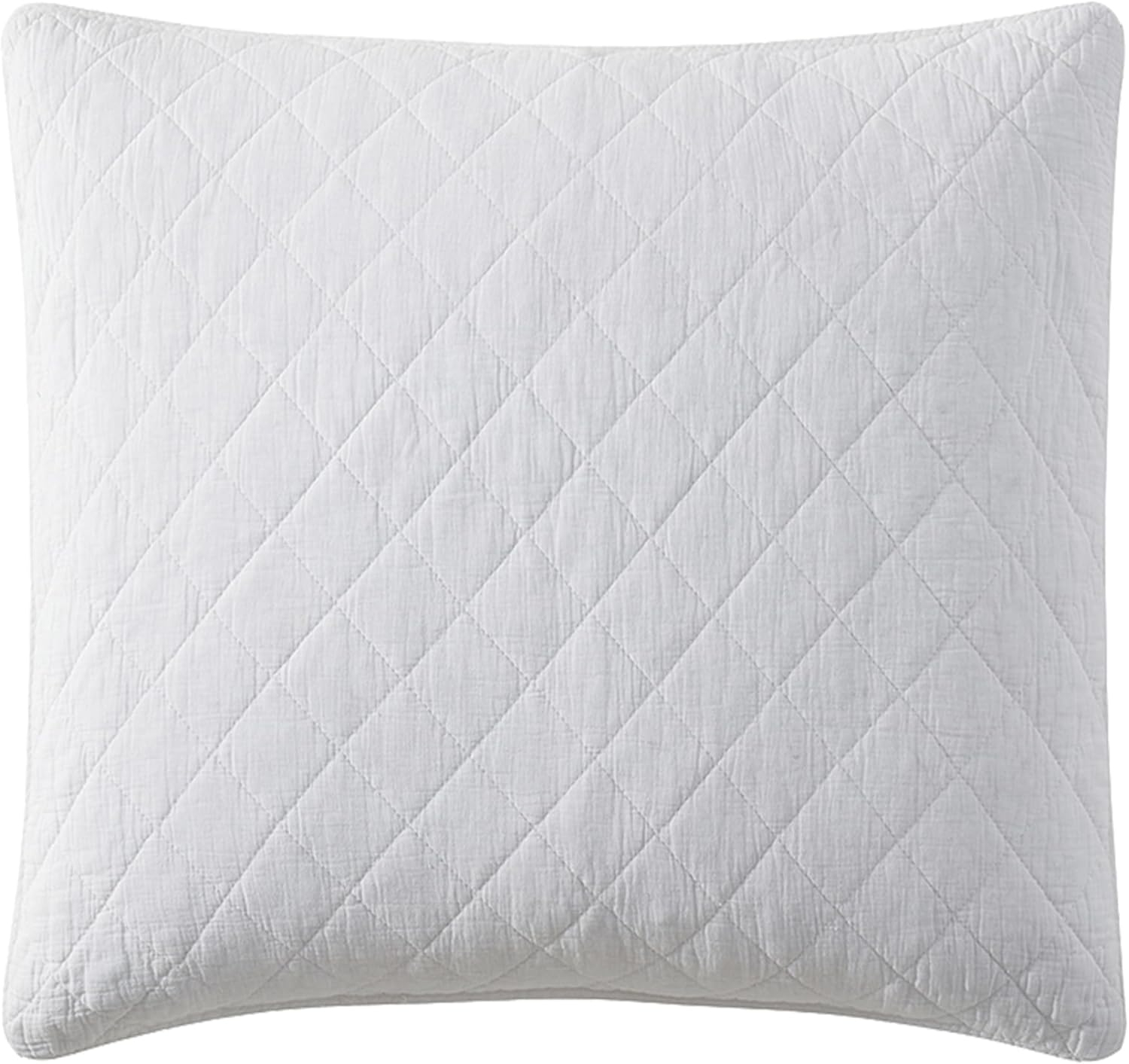 HiEnd Accents Cotton Gauze Euro Sham, 27x27 inch, Vintage White Solid Color, Soft Textured Cotton Pillowcases, Classic Chic Casual Modern Rustic Quilted Pillow Shams