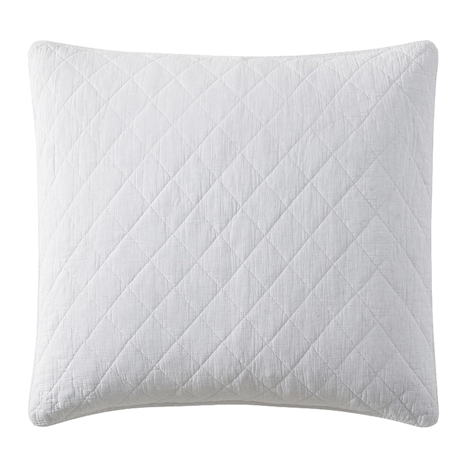 HiEnd Accents Cotton Gauze Euro Sham, 27x27 inch, Vintage White Solid Color, Soft Textured Cotton Pillowcases, Classic Chic Casual Modern Rustic Quilted Pillow Shams