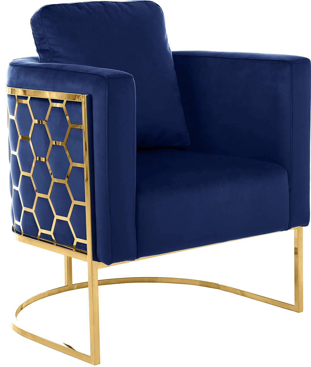 Meridian Furniture Casa Navy Velvet Chair with Gold Iron Metal Base