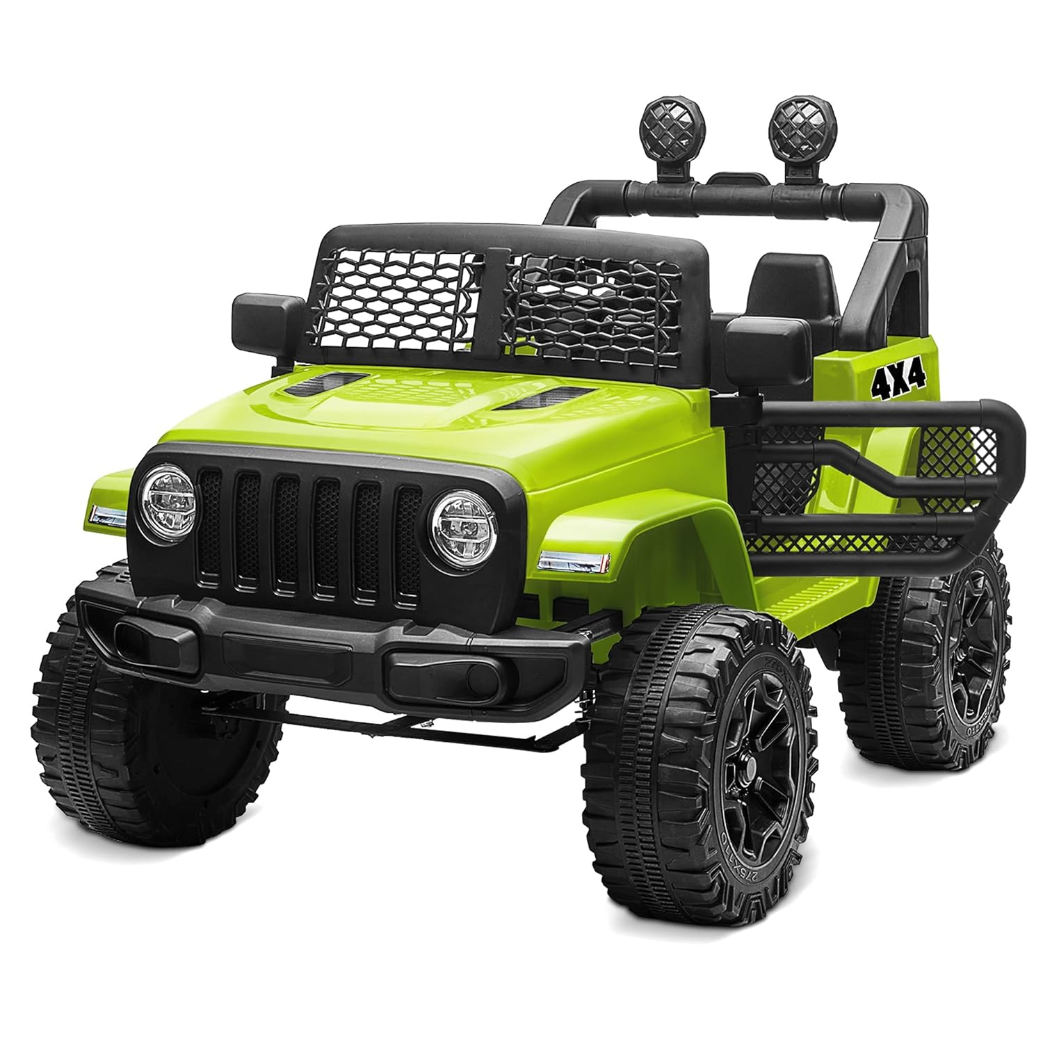 Kidzone Ride On Truck 12V Battery Powered Electric Kids Car Vehicle Toy with DIY License Plate, 4 Wheeler Quad, Parent Remote Control, MP3, High Low Speeds, LED Lights - Green