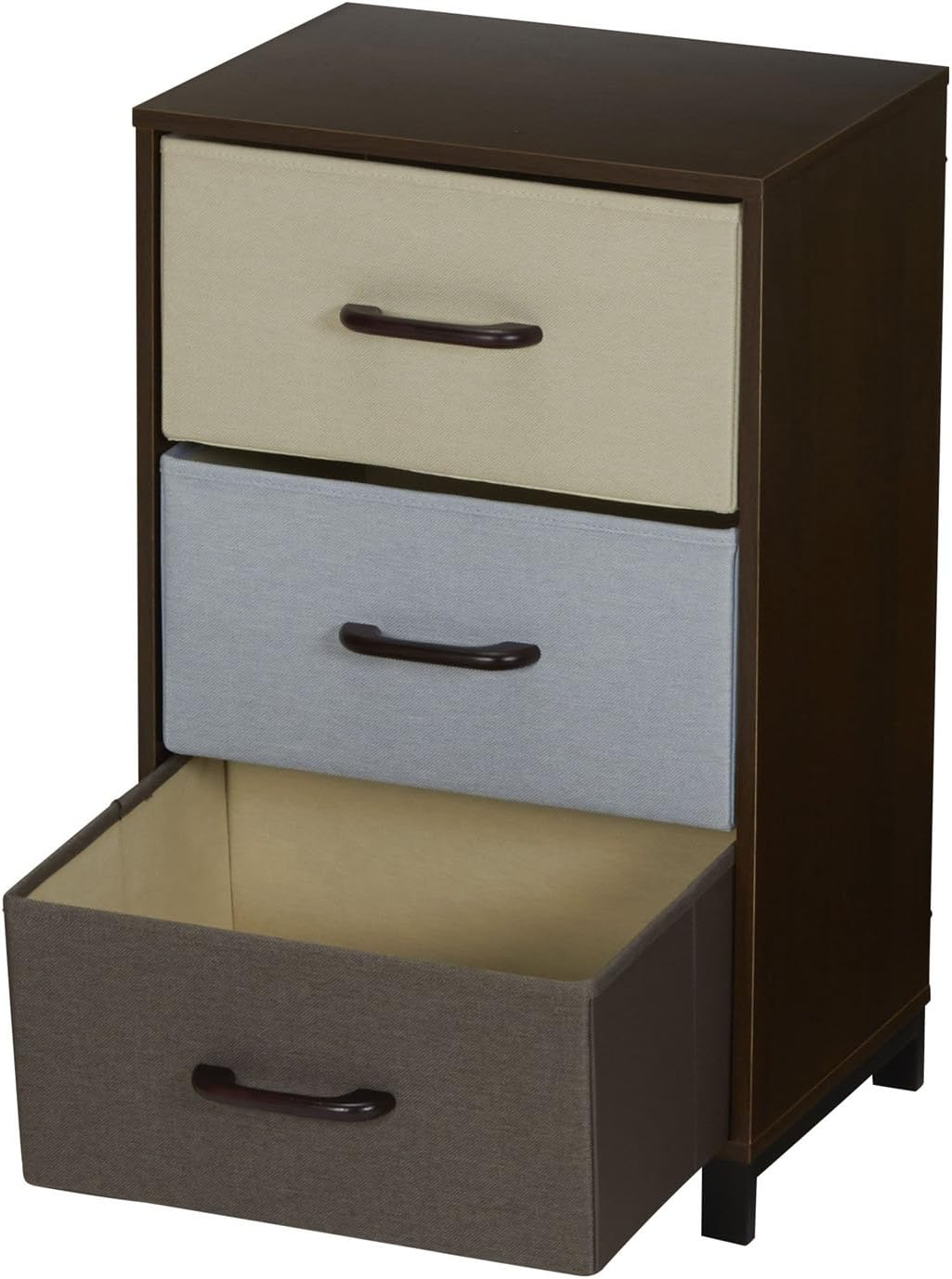 Compact 3-Drawer Earth-Tone Storage Chest with Steel Frame