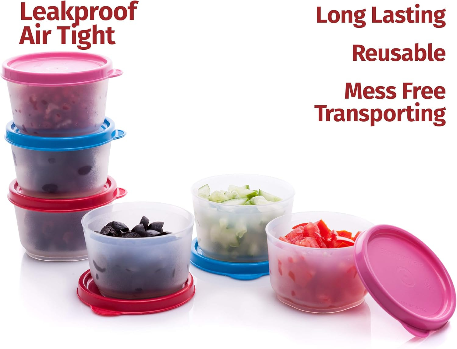 Signora Ware Reusable Airtight Food Prep Storage Containers with Lids, Set of 6 4-Oz