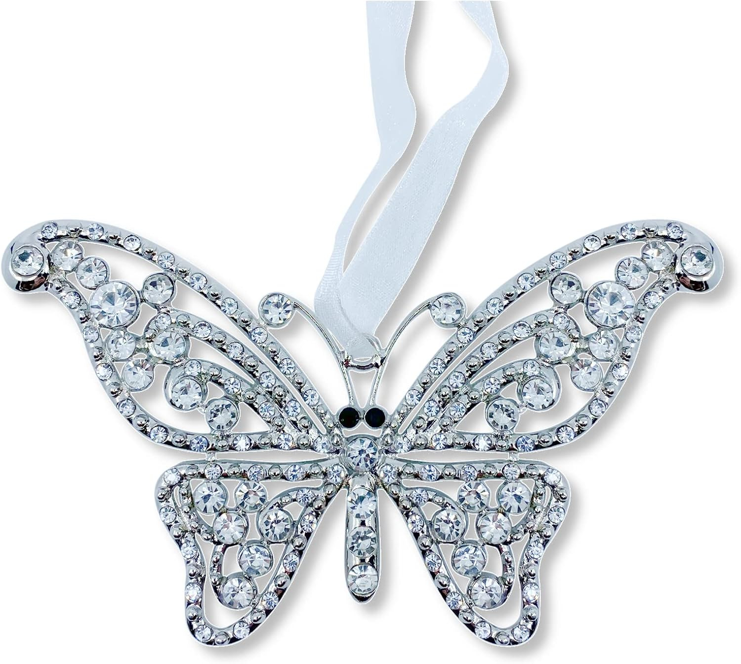 Crystal Butterfly Hanging Ornament for Christmas Tree, 4.75"