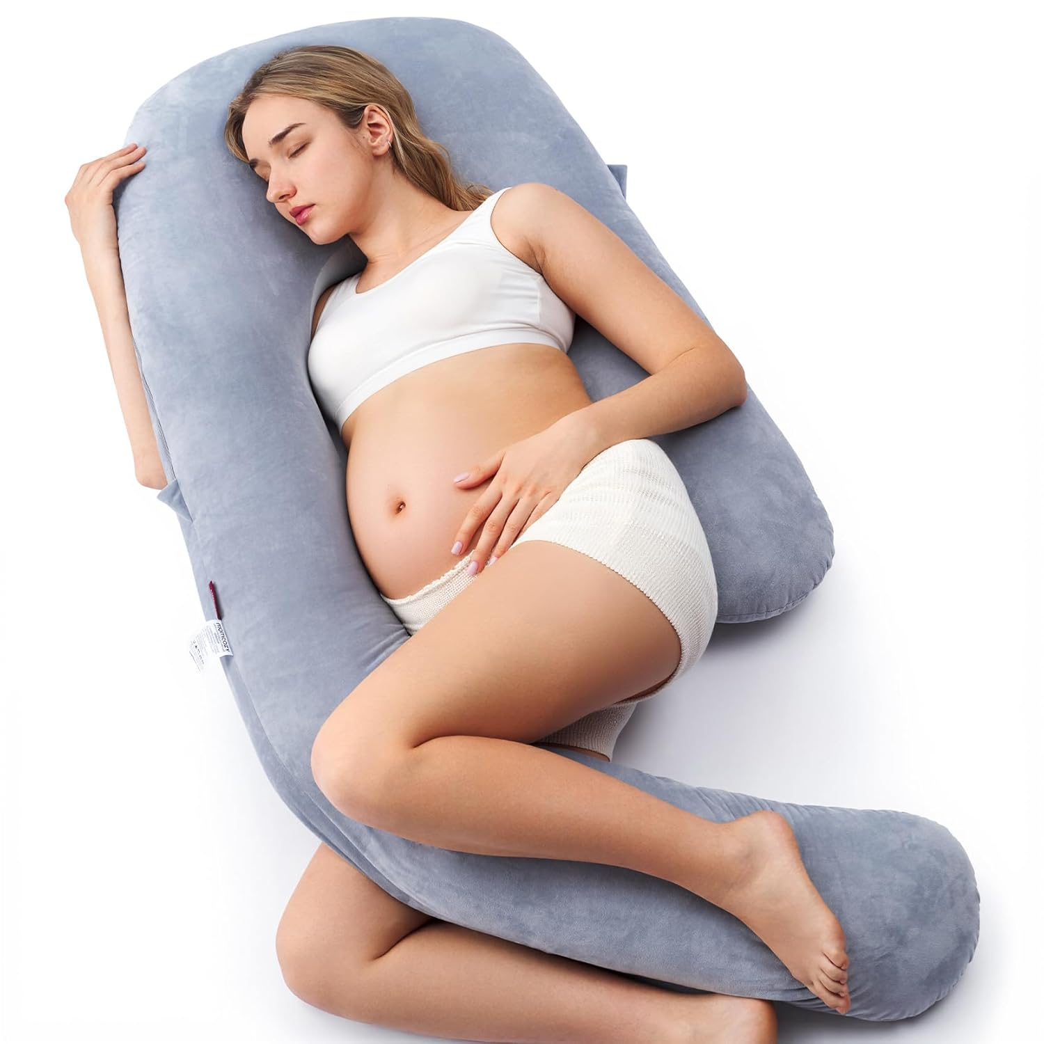 Dreamlign Velvet Grey Adjustable Full Body Maternity Pillow