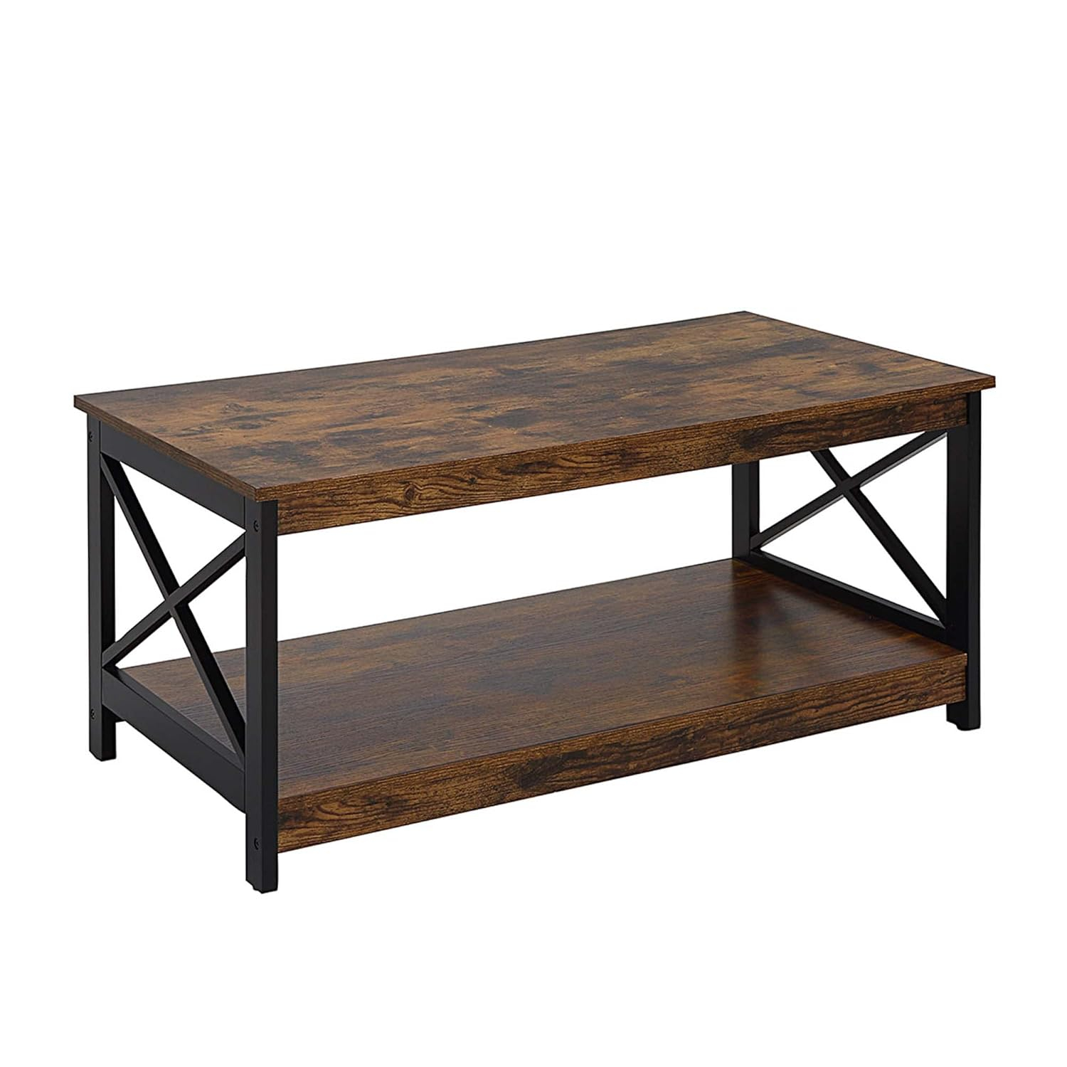 Convenience Concepts Oxford Coffee Table with Shelf, Barnwood/Black