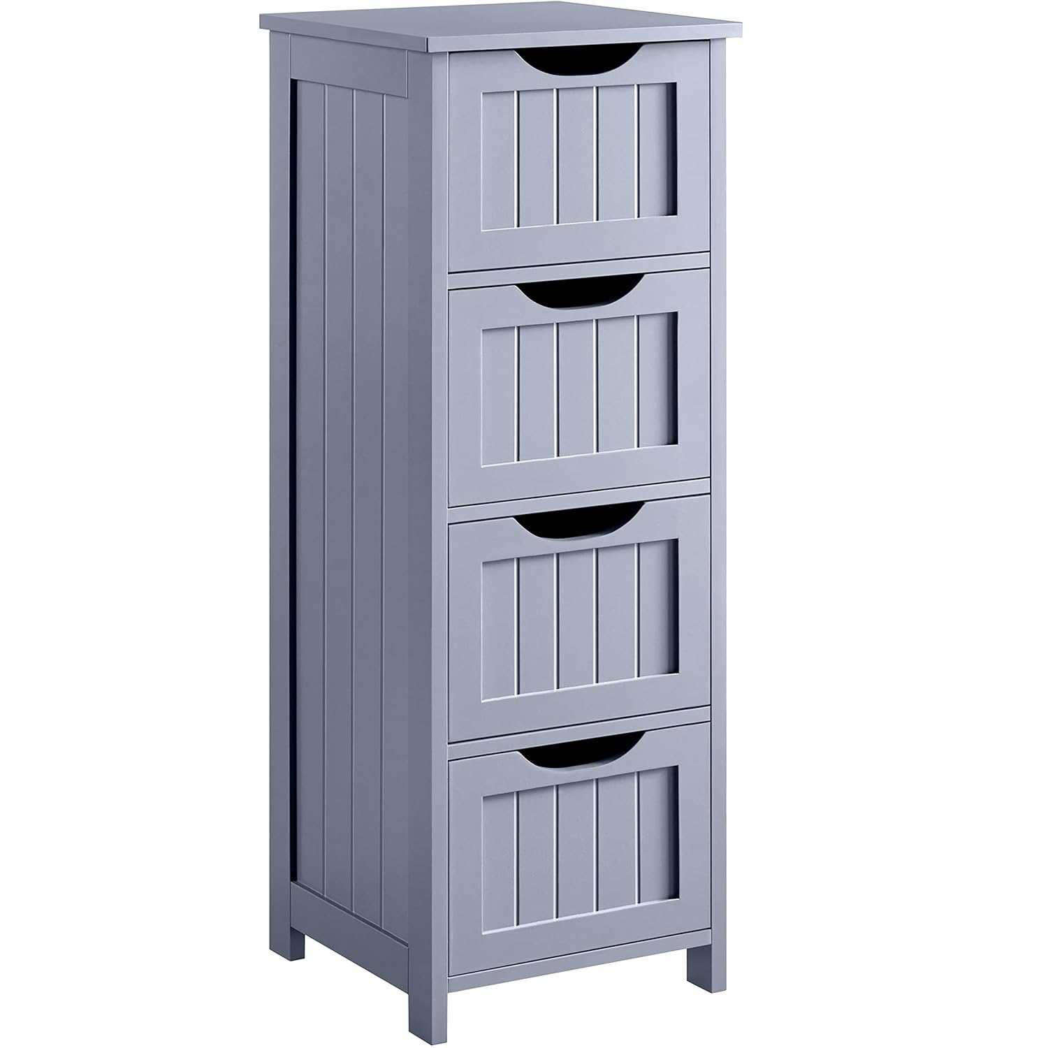 Yaheetech  Bathroom Floor Cabinet Slim Bath Cabinet with 4 Drawers Grey