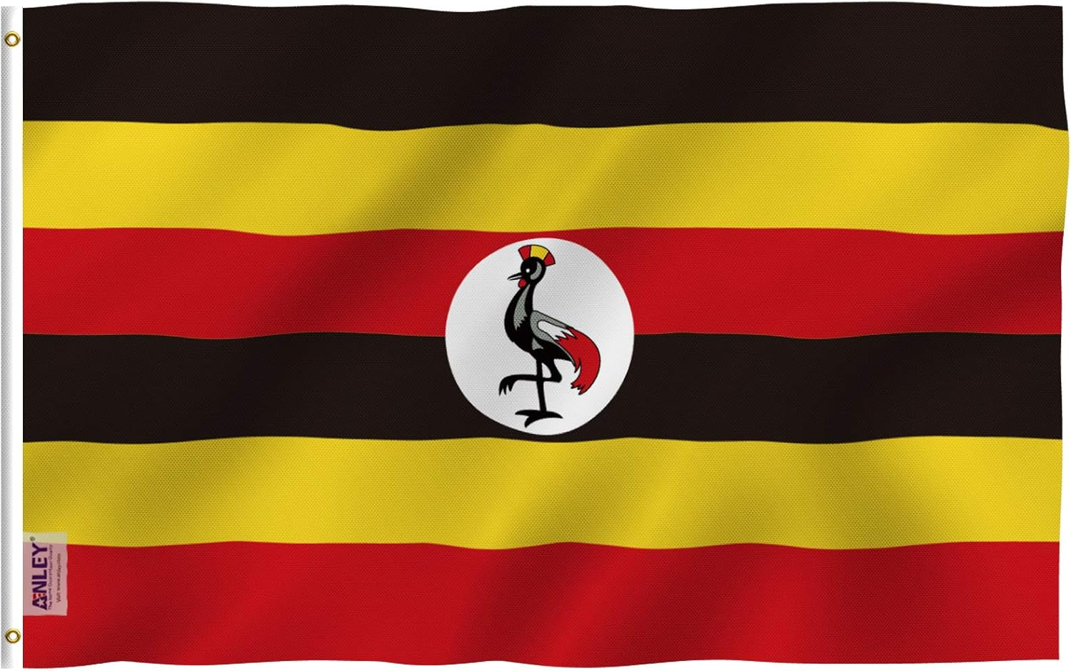 ANLEY Fly Breeze 3x5 Feet Uganda Flag - Vivid Color and Fade Proof - Canvas Header and Double Stitched - Republic of Uganda Flags Polyester with Brass Grommets 3 X 5 Ft