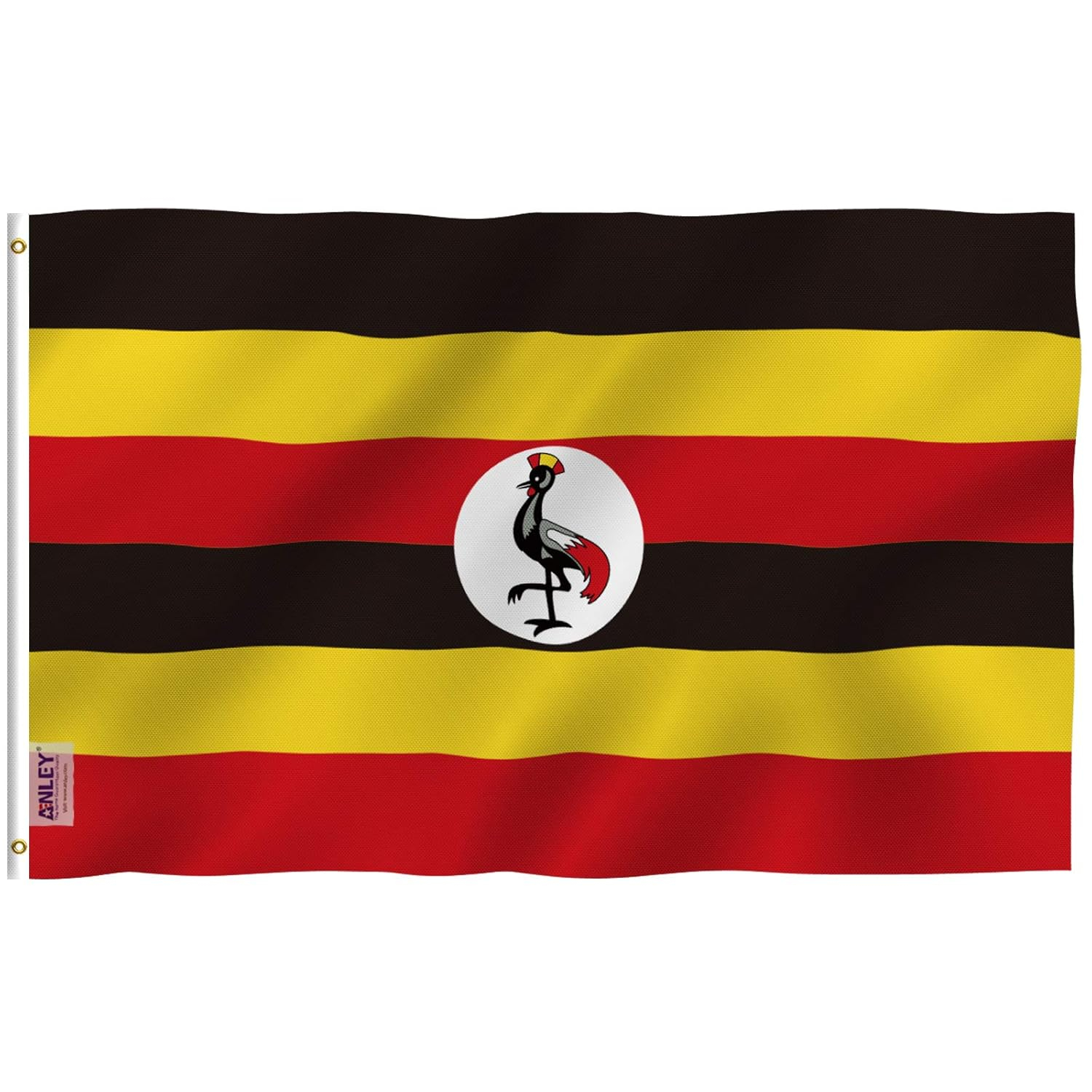 ANLEY Fly Breeze 3x5 Feet Uganda Flag - Vivid Color and Fade Proof - Canvas Header and Double Stitched - Republic of Uganda Flags Polyester with Brass Grommets 3 X 5 Ft