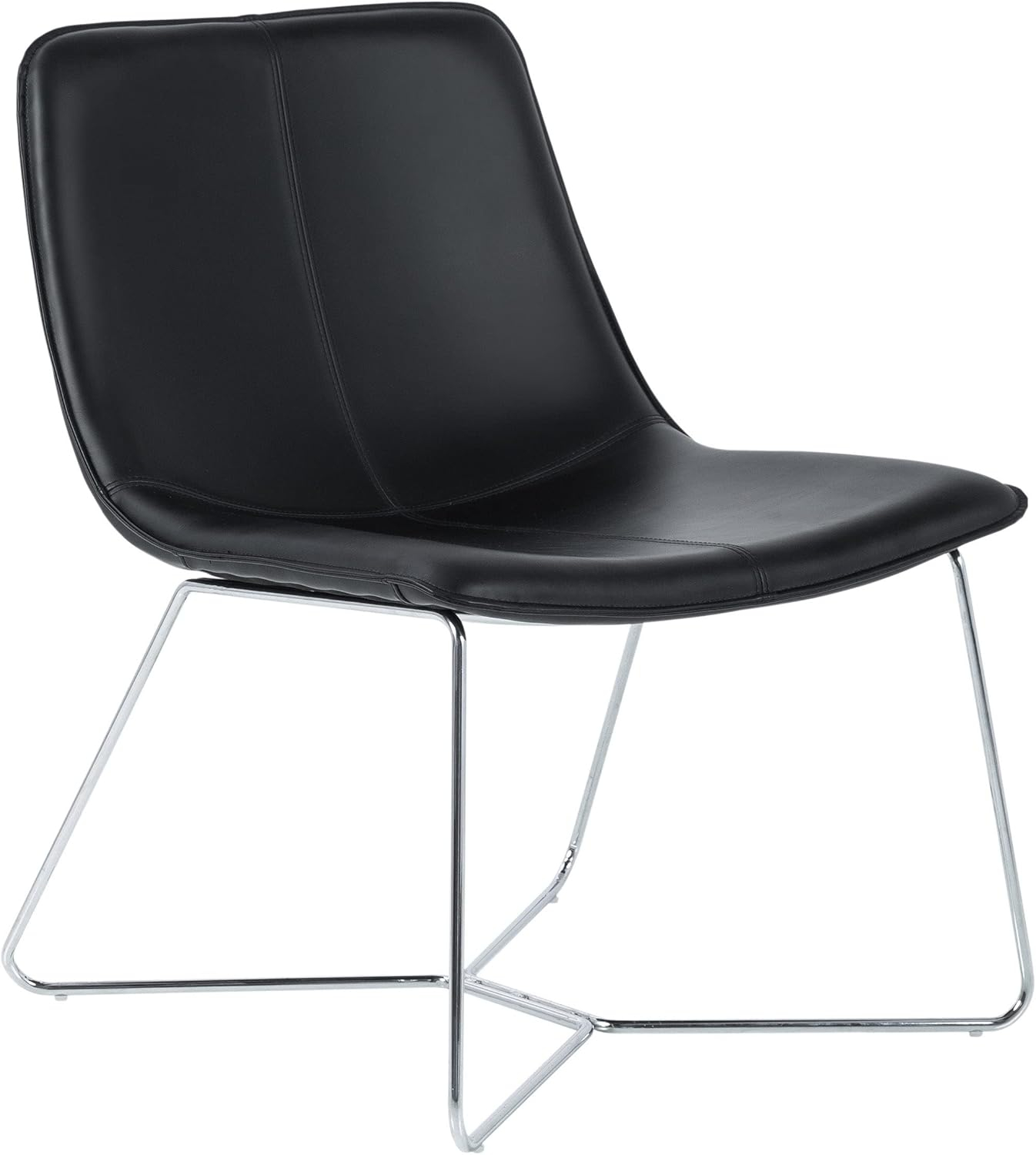 OSP Home Furnishings Grayson Contemporary Scoop Accent Chair, Black with Chrome Base