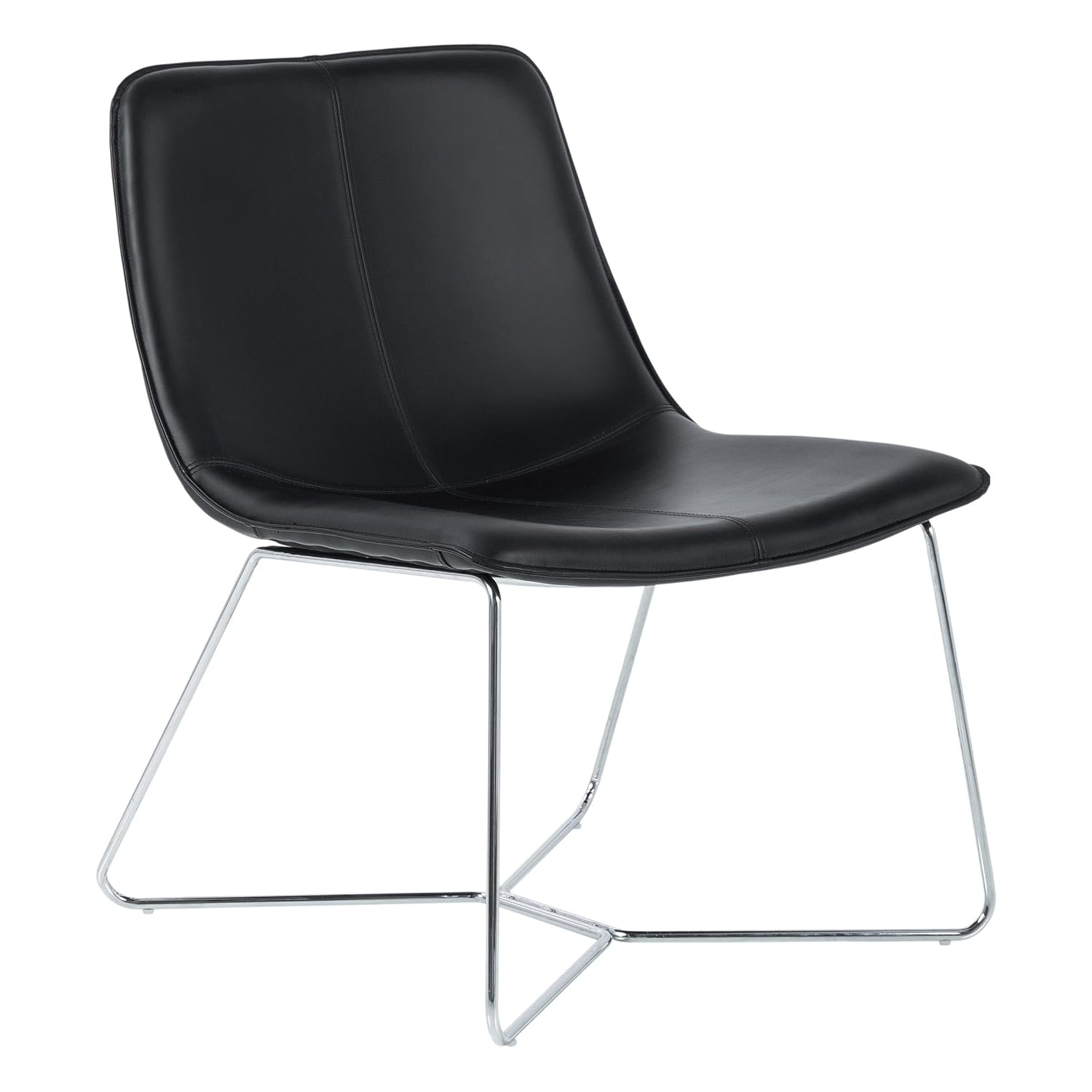 OSP Home Furnishings Grayson Contemporary Scoop Accent Chair, Black with Chrome Base