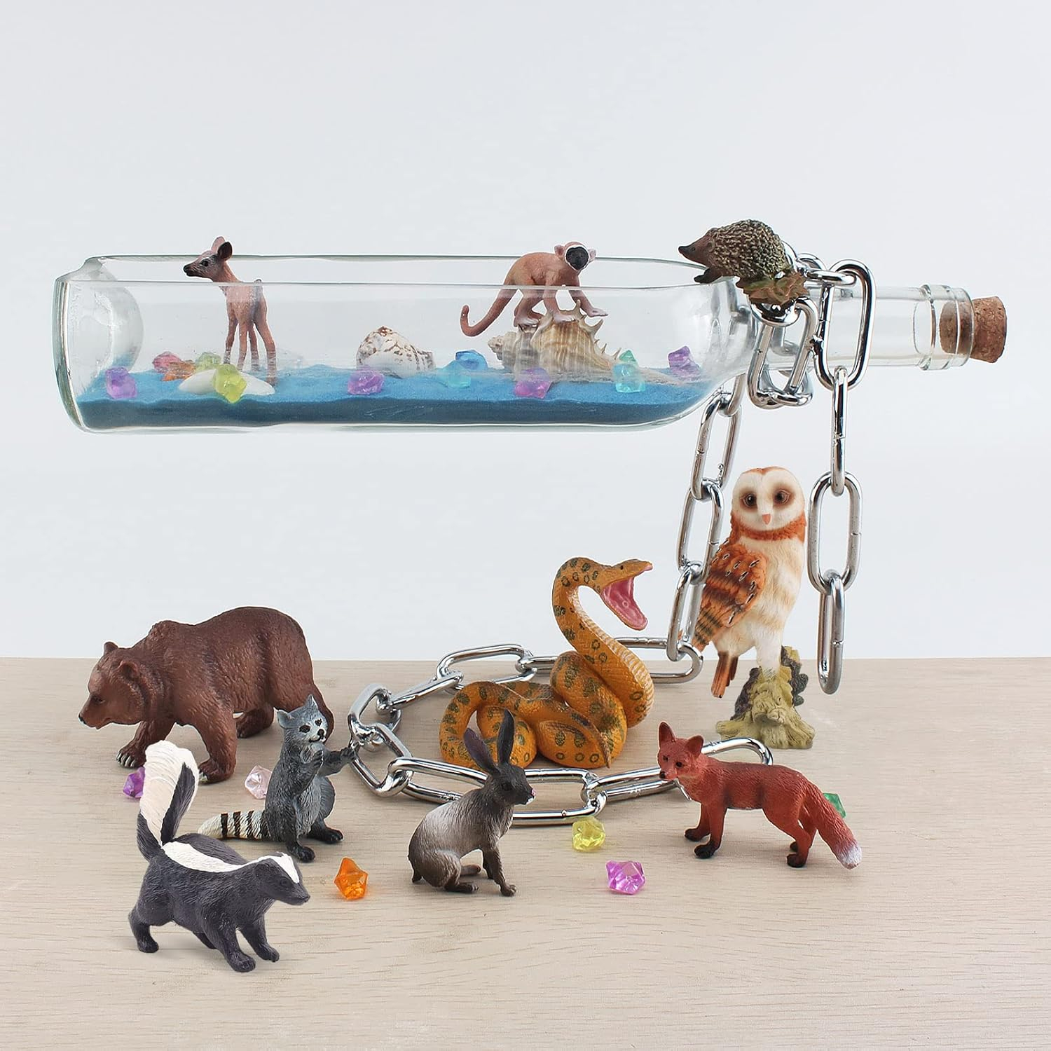 Forest Animal Figure Realistic Playset 10PCS Woodland Animal Figurines Toys Set Cake Toppers School Project Diorama Model Toy for Kids Fox Figurine Deer Figurine