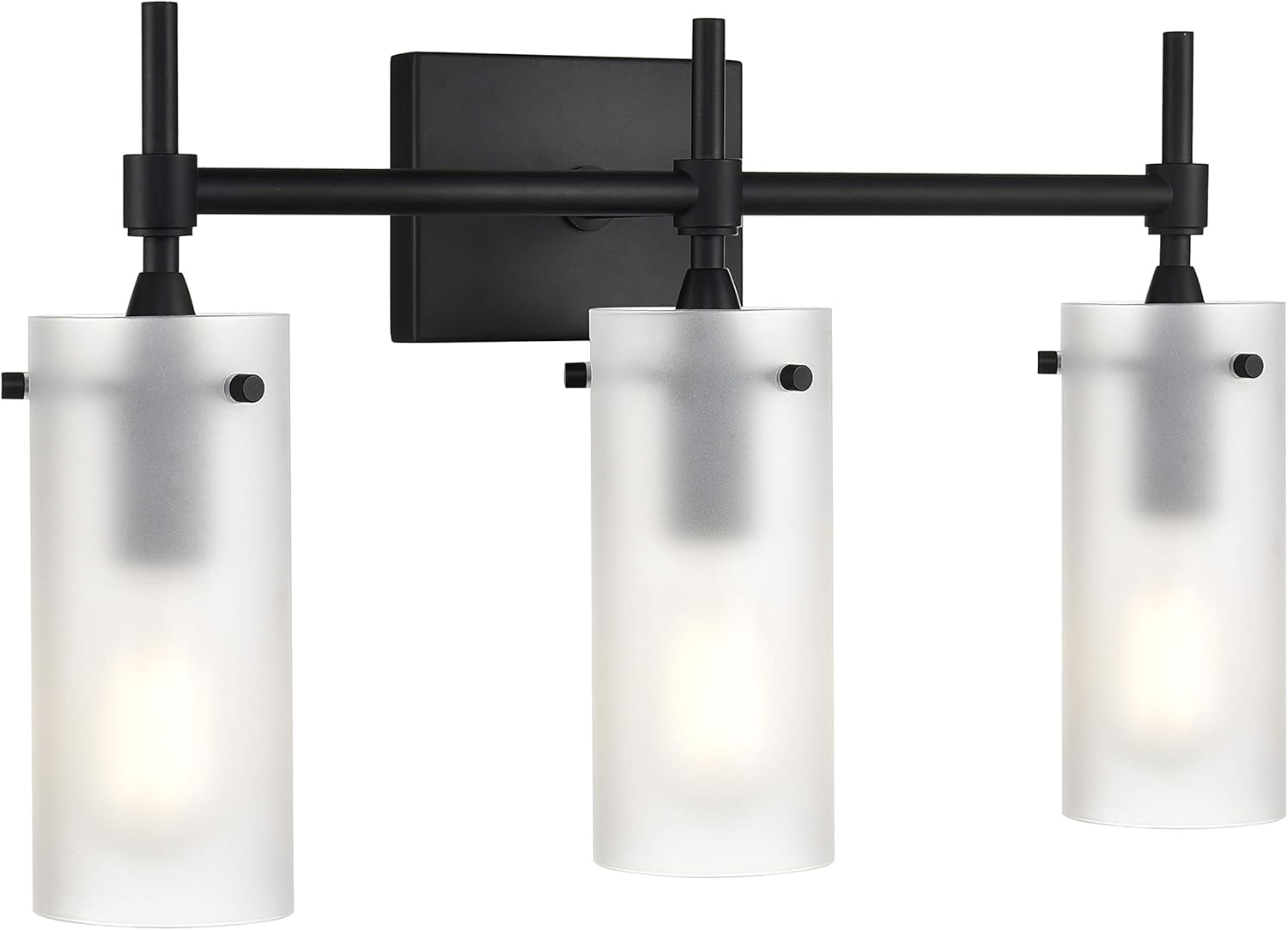 Linea di Liara Effimero Modern Farmhouse Bathroom Vanity Lights Fixtures 3 Lights Over Mirror Matte Black Vanity Lights for Bathroom Light Fixtures Industrial Lighting Frosted Glass Covers, UL Listed