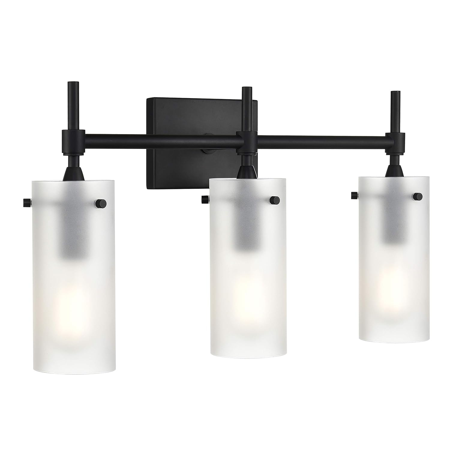 Linea di Liara Effimero Modern Farmhouse Bathroom Vanity Lights Fixtures 3 Lights Over Mirror Matte Black Vanity Lights for Bathroom Light Fixtures Industrial Lighting Frosted Glass Covers, UL Listed