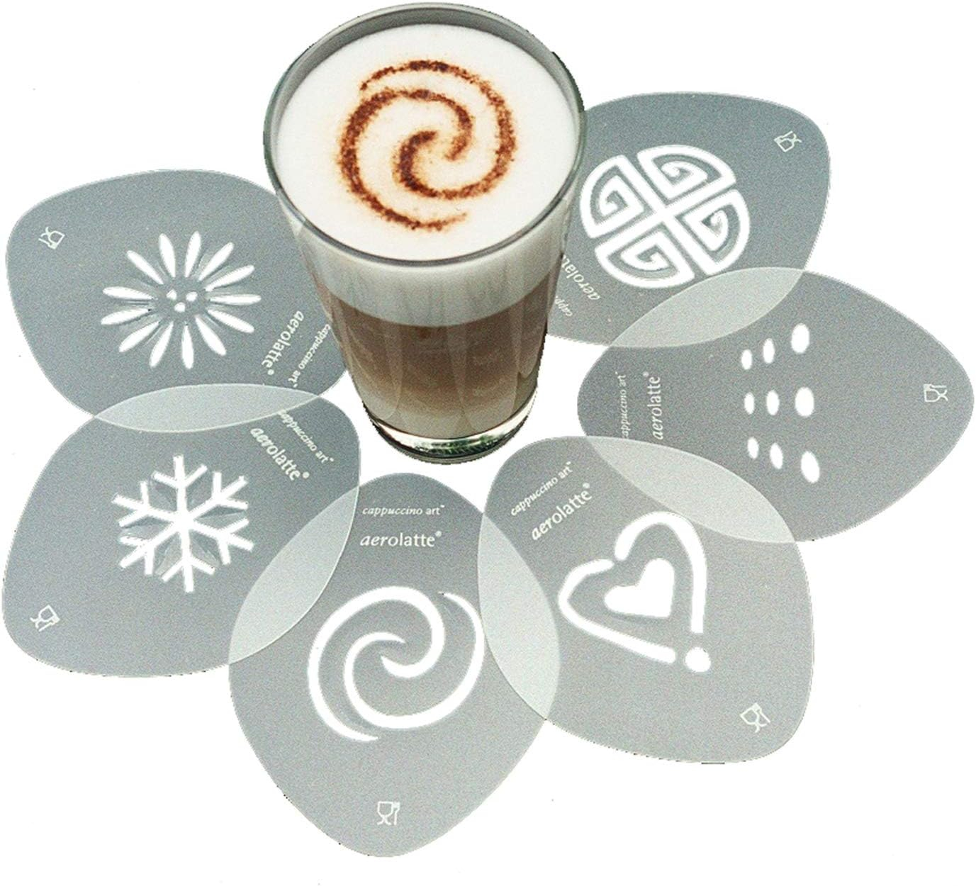 Aerolatte Cappuccino Stencil Set, For Latte Coffee Art, Set of 6 Stencils