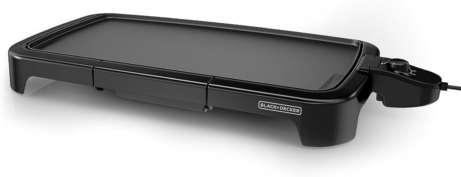 BLACK+DECKER Non-Stick Temperature Controlled 8 Serving Black Griddle