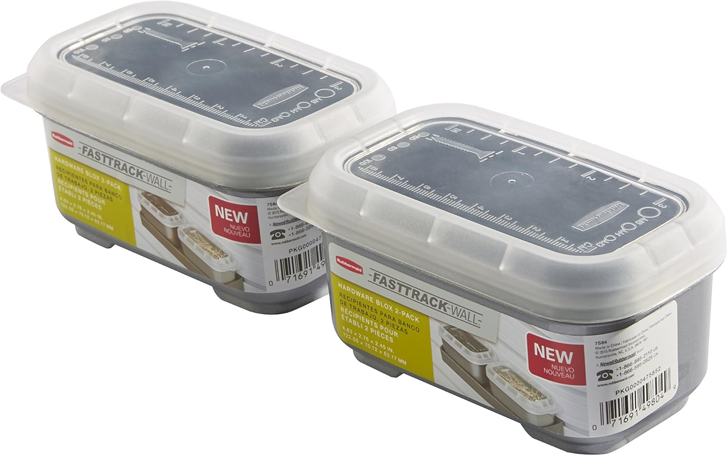 Rubbermaid Garage FastTrack Wall Bench Blox Bin (2-Pack), Gray