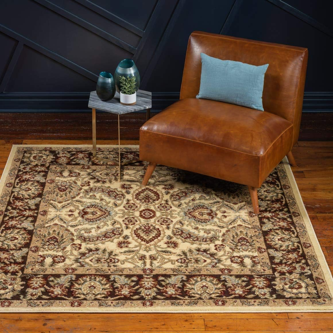 Unique Loom Voyage Collection Area Rug - Asheville (6' 1" Square Cream/Brown)