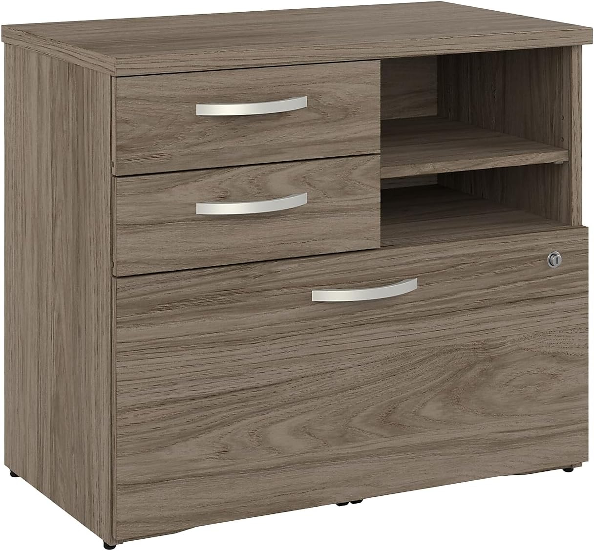 Modern Hickory 30" Lockable Office Storage Cabinet with Shelves