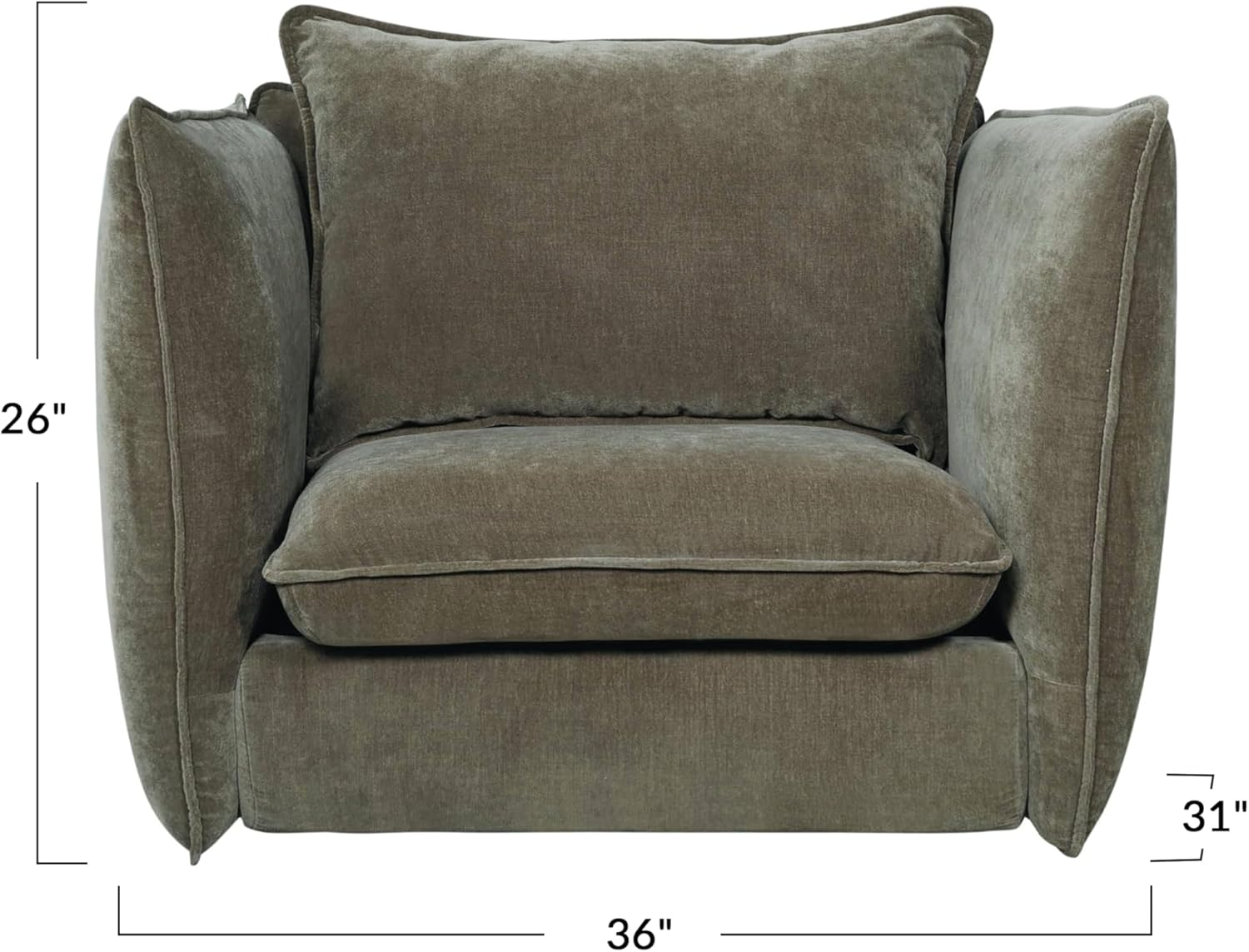 Moss Green Fabric Barrel Accent Chair with Removable Pillow