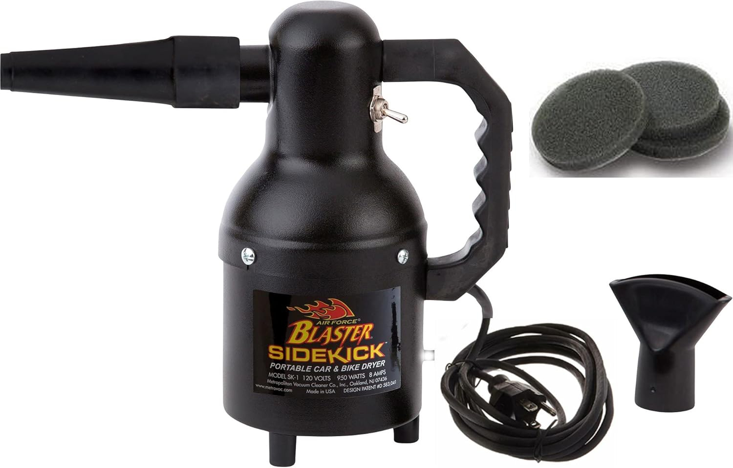 Metrovac Sidekick SK-1 Motorcycle Dryer and Air Force Blaster Sidekick with 12 Foot Cord and Matte Finish for Profesional Motorcycle Detailing, Made in the USA