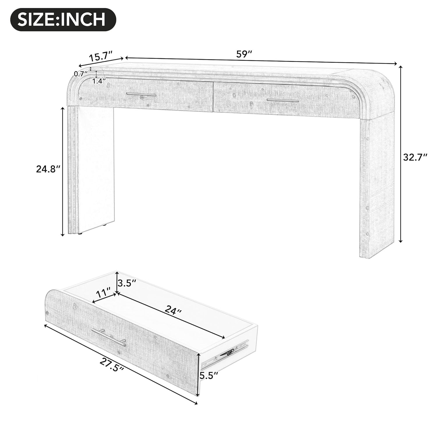 Merax 59inch Unique Silhouette Retro Versatile Console Table, Versatile Entryway Table with 2 Top Lockers for Entrance & Dinning Room & Living Room & Hallway, Antique Black