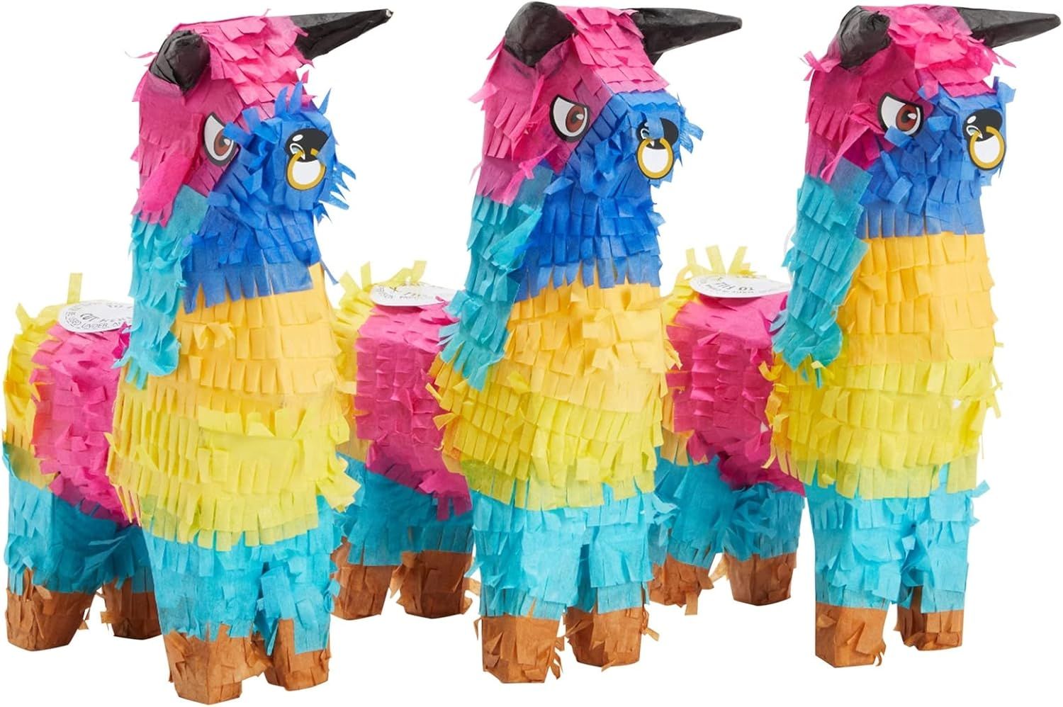 3 Pack Mini Rainbow Bull Pinatas for Cinco de Mayo Party Decorations, Mexican Fiesta Supplies (5.25 x 9 x 2 in)