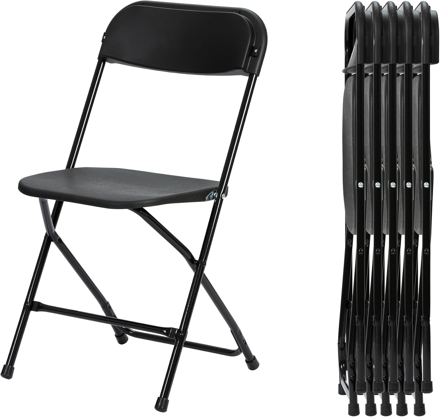 10 Pack Black Plastic Folding Chair for Indoor Outdoor, 350 lb Capacity, Foldable Commercial Stacking Chairs with Steel Frame for Office Wedding Party Events