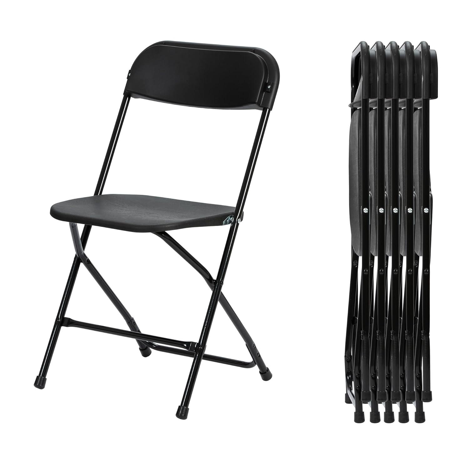10 Pack Black Plastic Folding Chair for Indoor Outdoor, 350 lb Capacity, Foldable Commercial Stacking Chairs with Steel Frame for Office Wedding Party Events