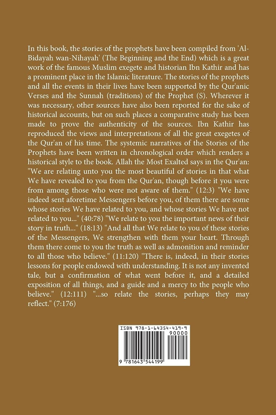 Stories of the Prophets Brown Hardcover Book