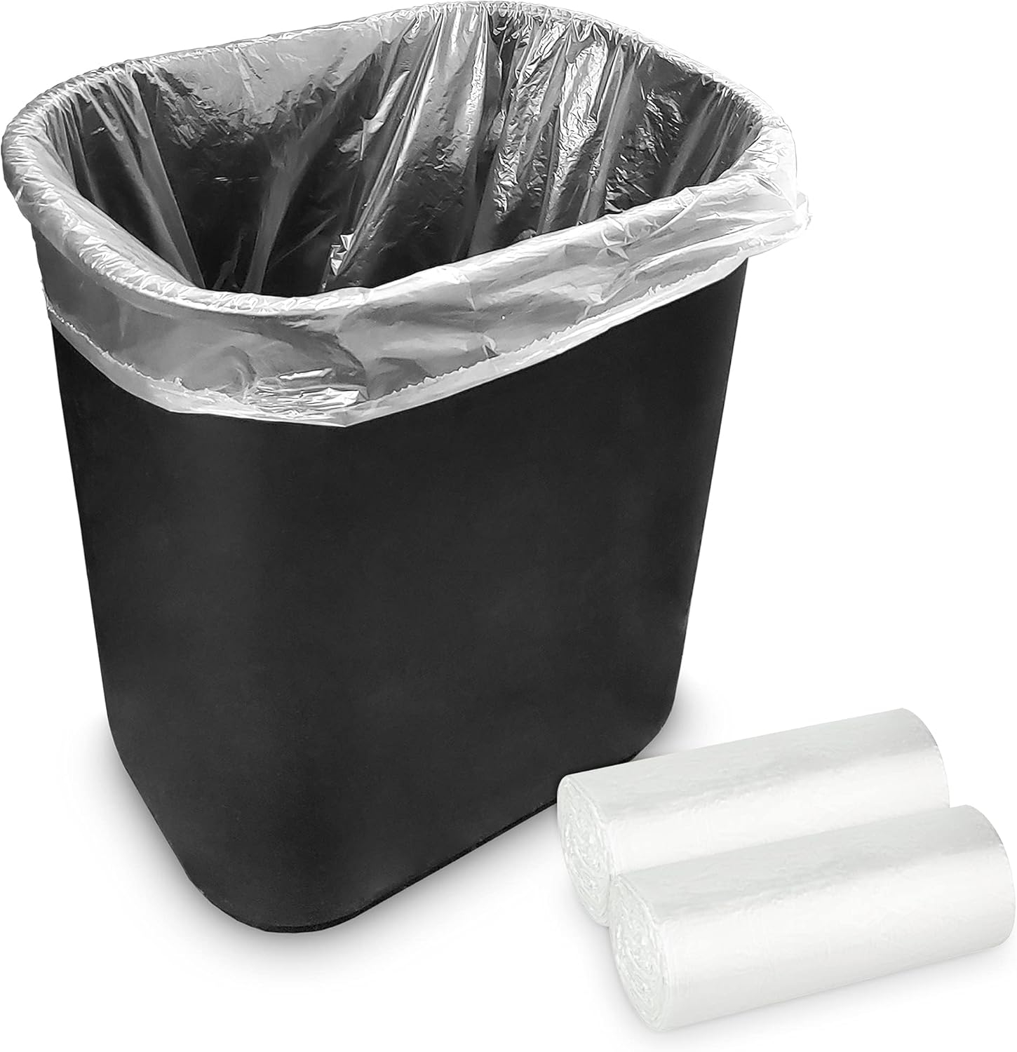 Stock Your Home Clear 2 Gallon Trash Bag (100 Pack) Un-Scented Small Garbage Bags for Bathroom Can, Mini Waste Basket Liner, Plastic Liners for Office Trashcan and Dog Poop, Bulk Household Supplies