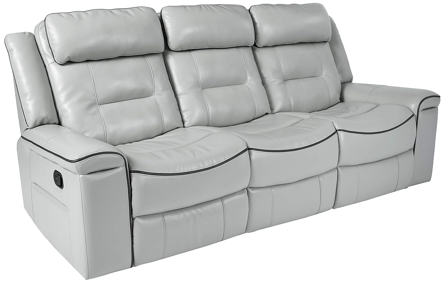 Homelegance Darwan 88" Leather Gel Double Reclining Sofa, Light Gray
