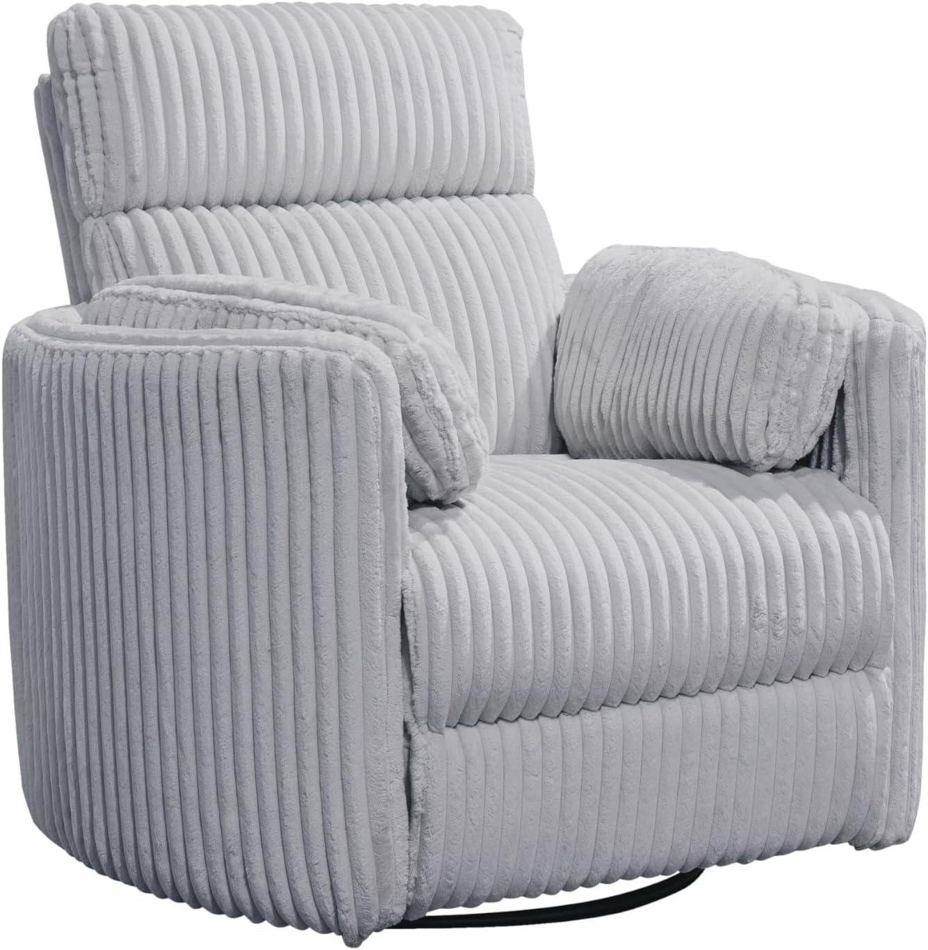 Mega Grey Swivel Glider Recliner with Plush Chenille Upholstery