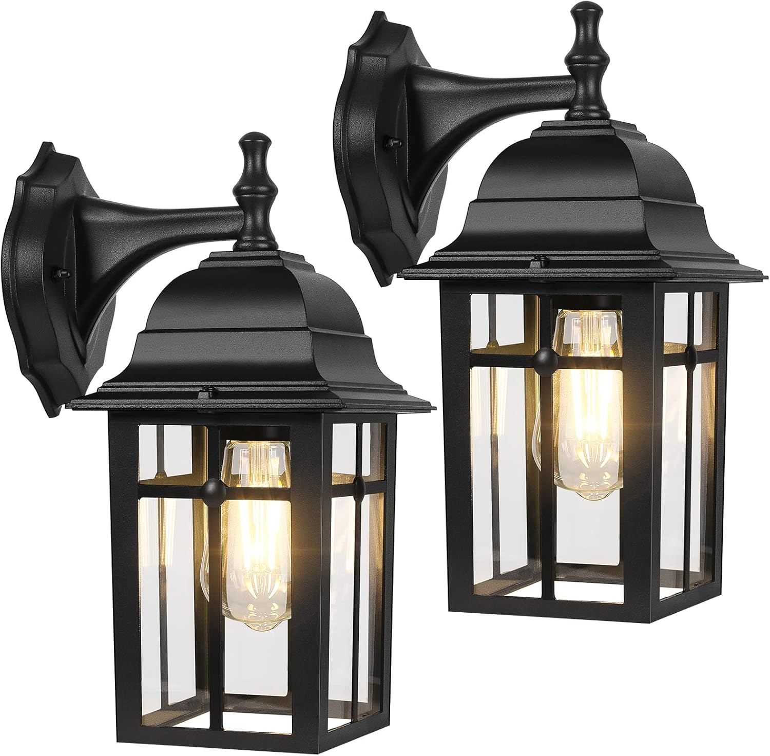 Outdoor Lights Fixtures Wall Sconce 2 Pack Black Porch Lights Outdoor Wall Lantern Decor Aluminum Anti-Rust Exterior Waterproof Outdoor Lights for House Patio Garage Front Door Entryway