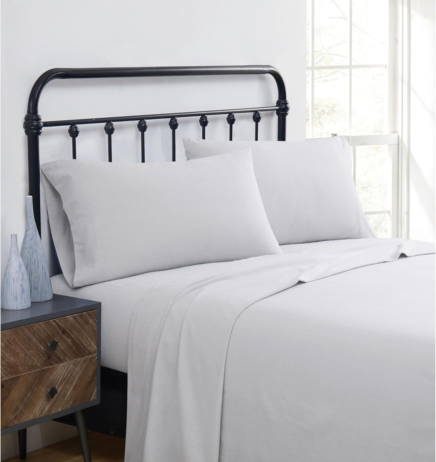 Truly Soft Solid Grey Flannel Sheet Set