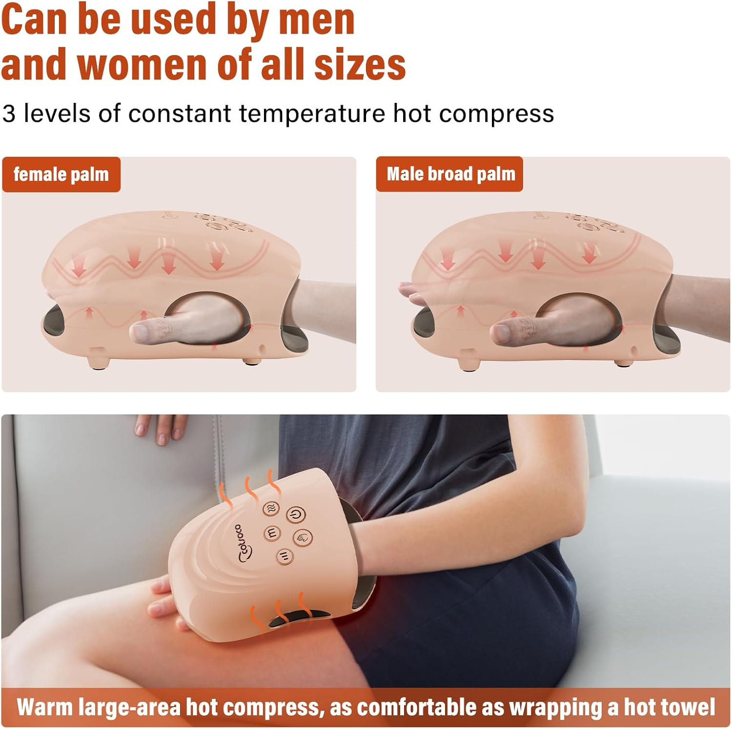 cotsoco Hand Massager with Heat and Compression for Arthritis and Carpal Tunnel, Birthday Gifts for Women Mom Men, Pink