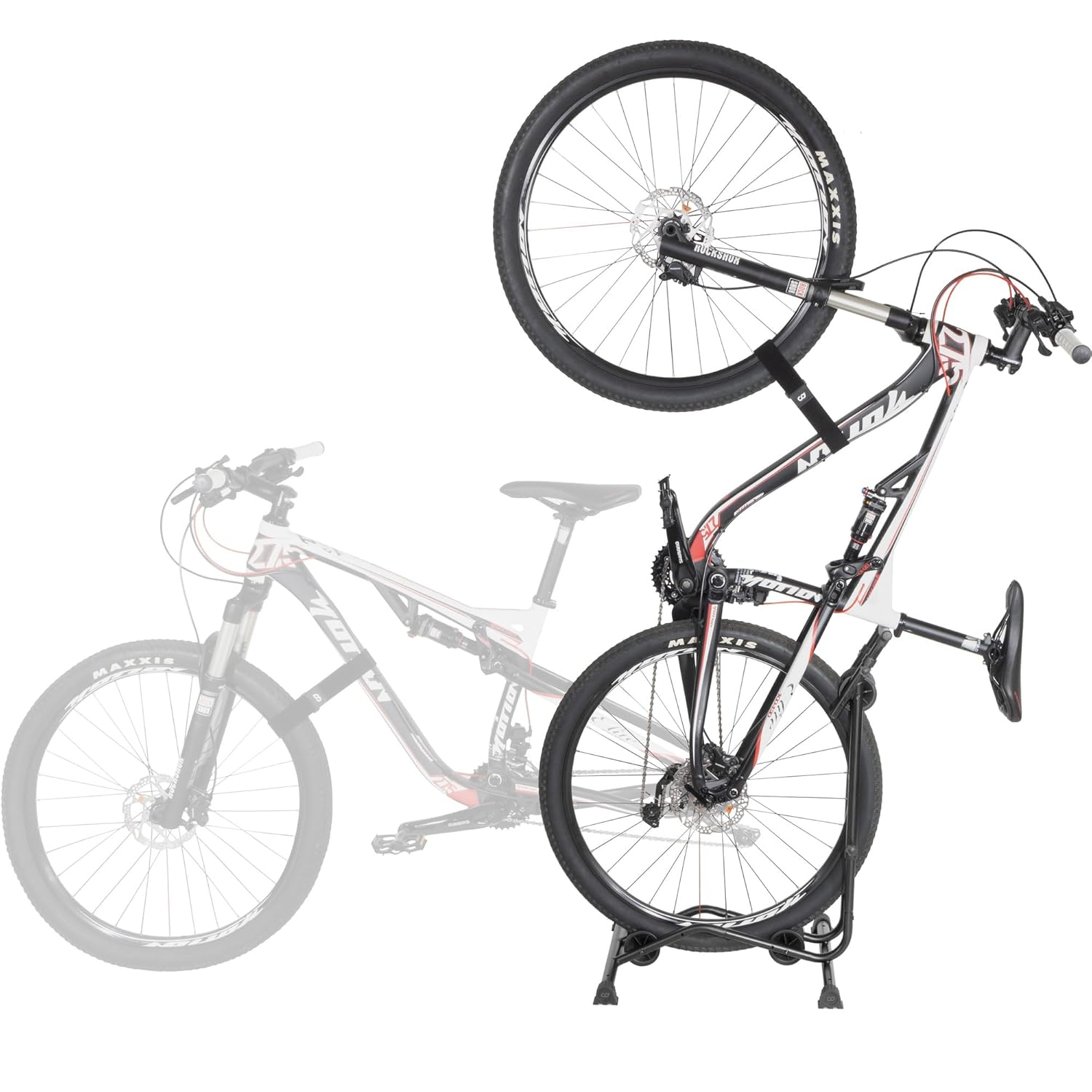 CyclingDeal Upright Bike Stand - Premium Quality Vertical & Horizontal Adjustable Bicycle Floor Parking Rack - for Storing MTB Road Bikes - up to 29” Wheel Size - Classic