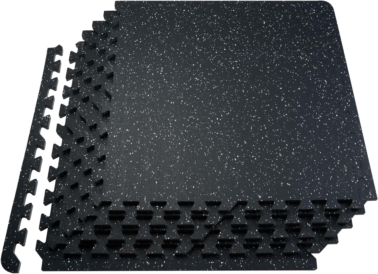 VEVOR 0.56 Inch Thick Gym Floor Mats, 25 Tiles Rubber Top with EVA Foam, 24" x 24" Gym Flooring Workout Mats with 100sq.ft Coverage, Interlocking Puzzle Gym Mats for Gym, Home, Garage, Black & White