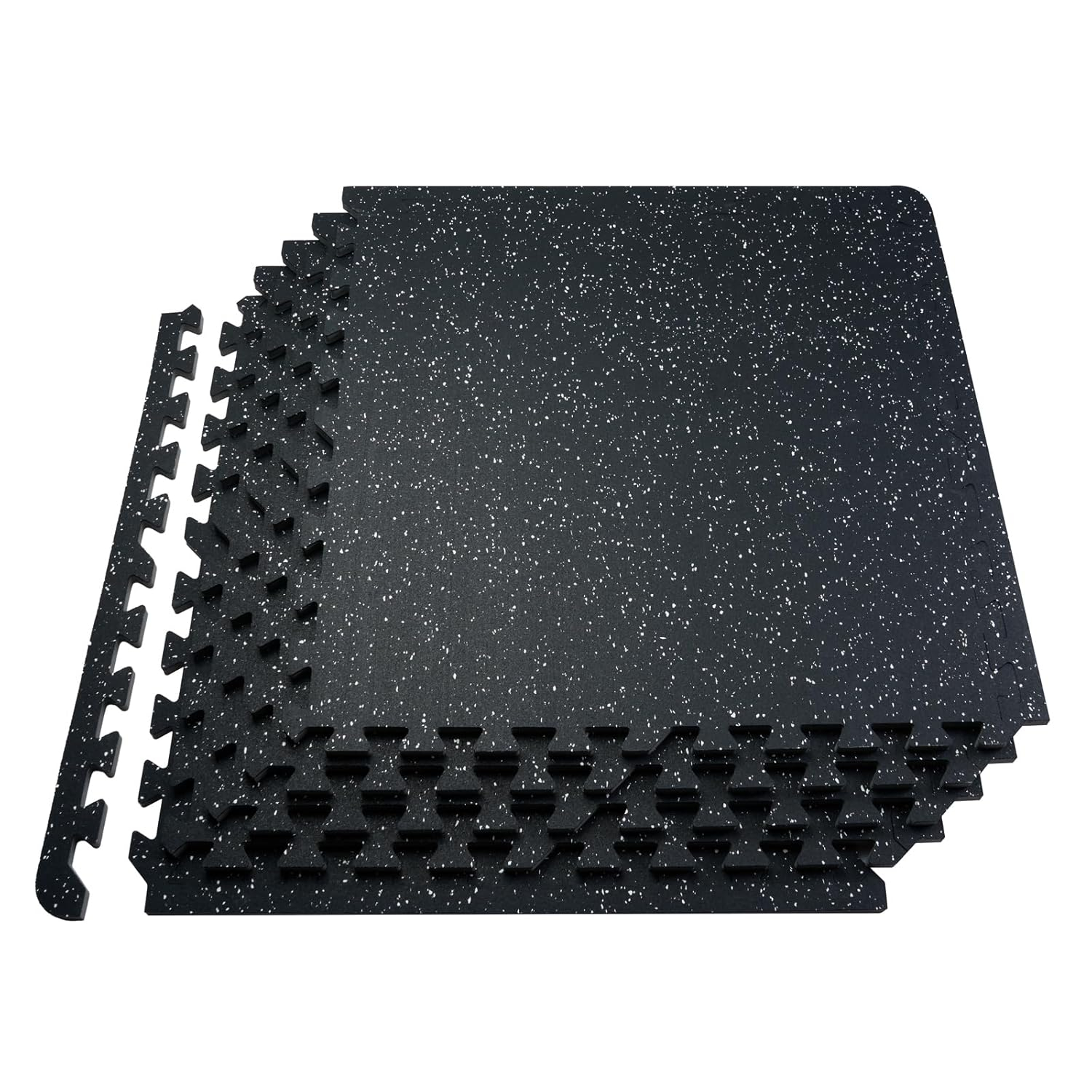 VEVOR 0.56 Inch Thick Gym Floor Mats, 25 Tiles Rubber Top with EVA Foam, 24" x 24" Gym Flooring Workout Mats with 100sq.ft Coverage, Interlocking Puzzle Gym Mats for Gym, Home, Garage, Black & White