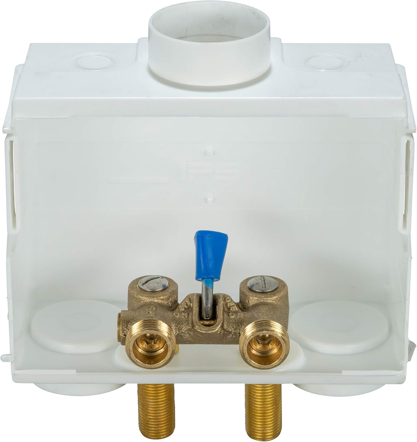 85630 DU-ALL Dual-Drain Washing Machine Outlet Box - Single-Lever Valve Installed, 1/2" Sweat Connection, White Plastic