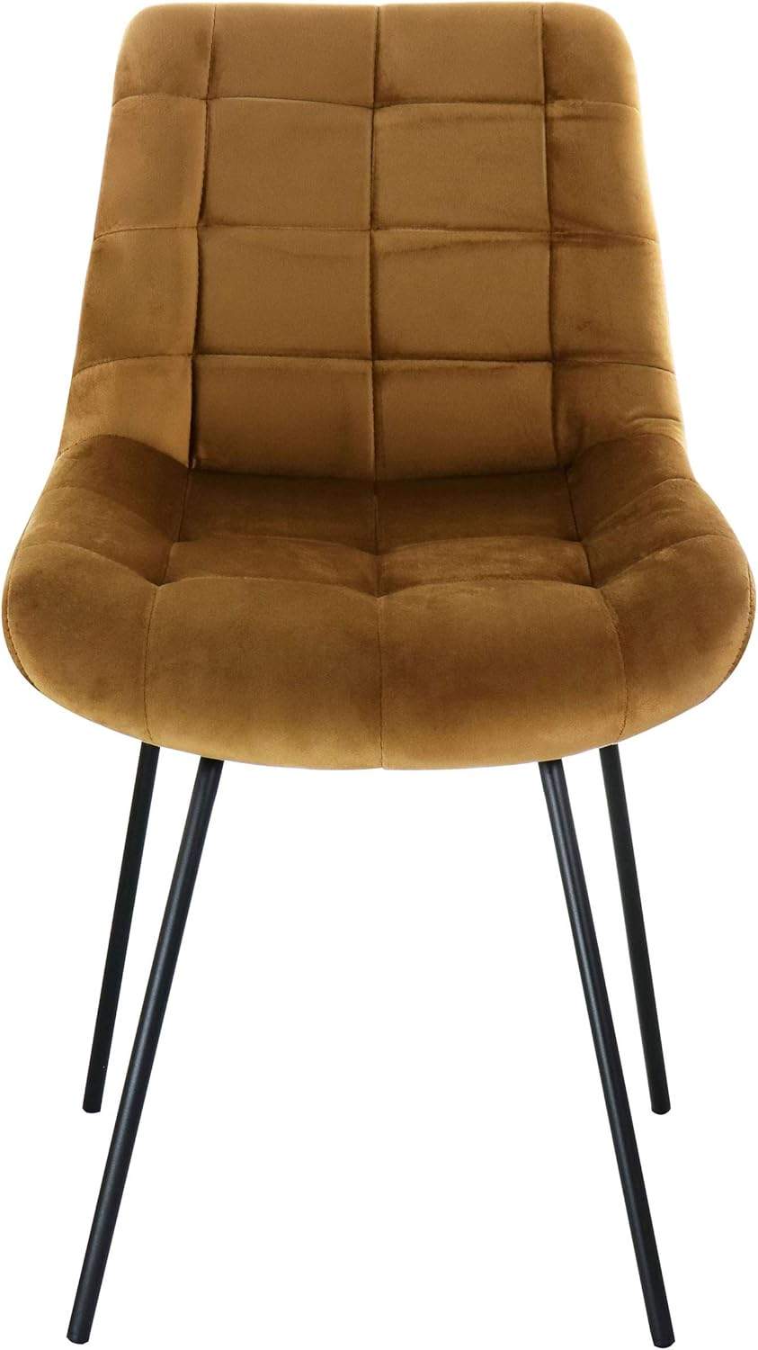 Elama Tufted Chair in Brown with Metal Legs (Set of 2)